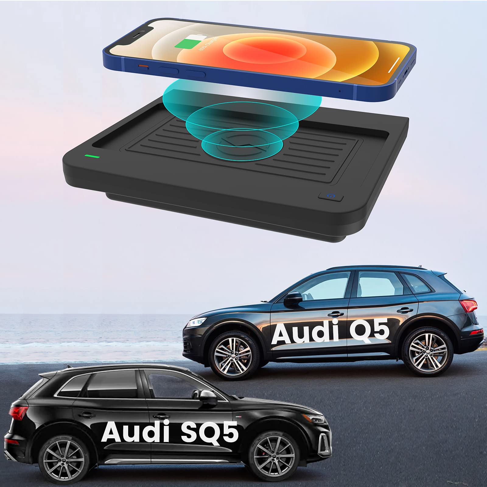 COTAZA Car Wireless Phone Charger for Audi Q5 2018-2024/SQ5 2018-2022 2024 Center Console,Charging Pad Mat for Audi Q5 SQ5 2018 