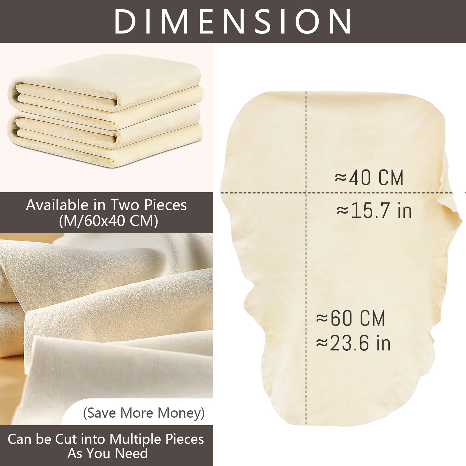 Chamois Cloth for Car 2 Pack Shammy Towel 24 ' ' x 16 ' ' (2.58 sq ft Each) Super Absorbent Drying Towel Real Leather Lint Free