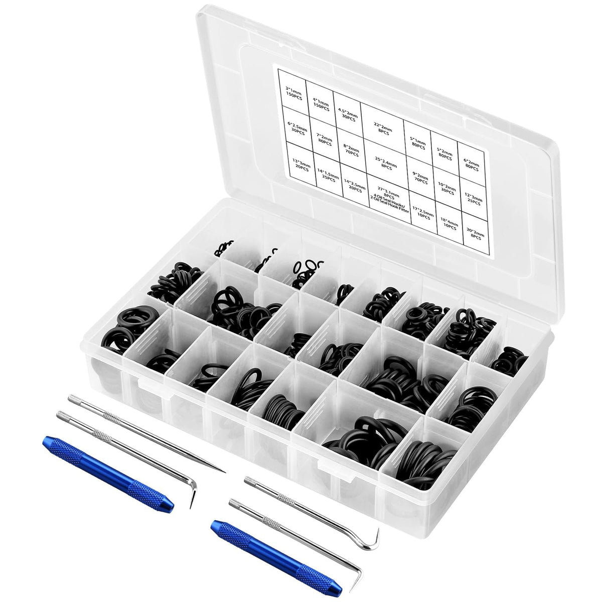 AUTOUTLET 960pcs Nitrile Rubber O-Ring Kit, 24 Size O-Ring Kit for Pipeline, Natural Gas, Car and Faucet Repairs, Oil and Heat R