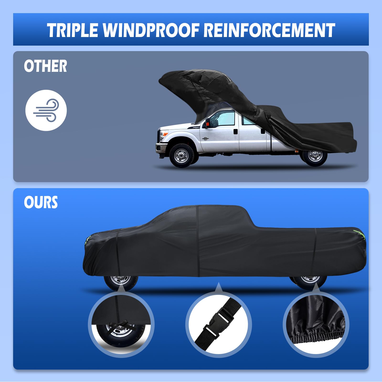 Truck Cover Waterproof All Weather, 6 Layers Pickup Cover Fit For Ford F250/F350, Chevrolet Silverado, Ram 2500, Gmc Sierra, See