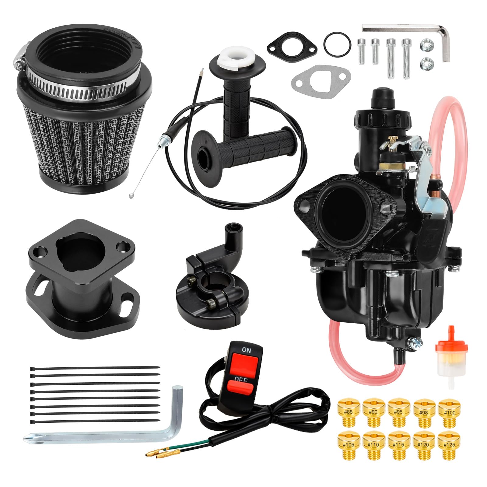 FVRITO VM22 Carburetor and Throttle Kit for Predator 212cc 196cc Coleman Mini Bike CT200U CT200U-EX BT200X Axis M200 KT196 Go Ka