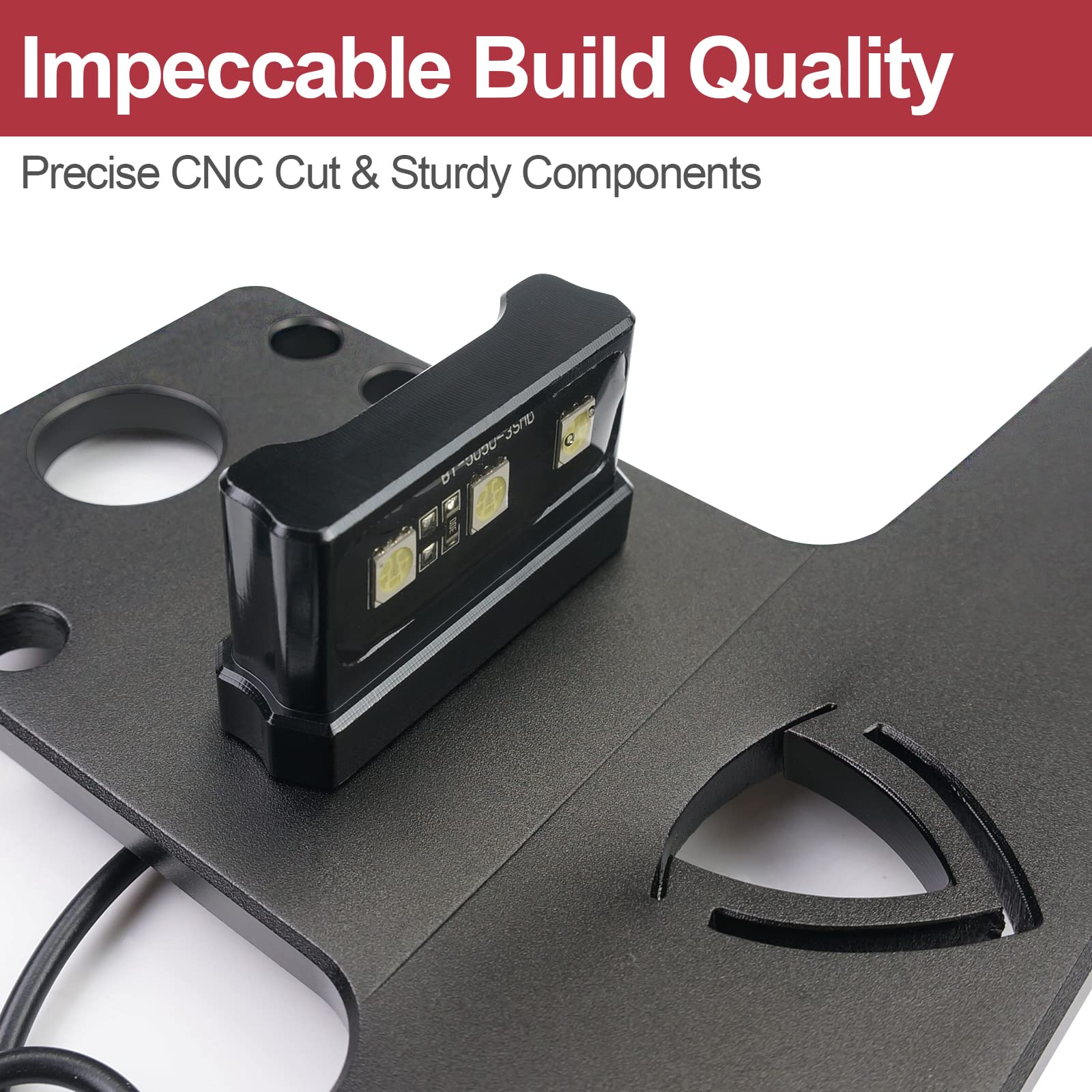 ATV UTV License Plate Holder with Light - StarknightMT Aluminum UTV License Plate Frame Compatible with Polaris RZR Ranger Sport