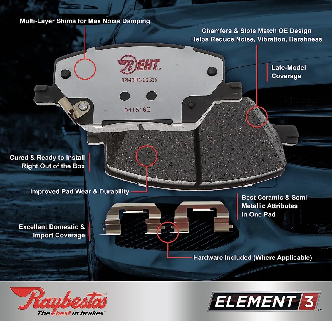 Raybestos Element3 Eht Automotive Replacement Front Brake Pad Set For Selected 2018-2022 Buick Encore, 2018-2022 Chevrolet Trax