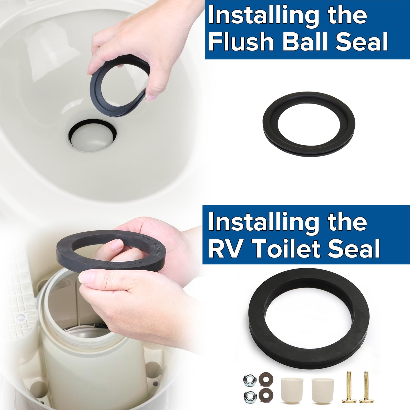 Xqiqx Rv Toilet Seal, 385311652 Rv Toilet Replacement Seal And 385311658 Rv Toilet Flush Seal Compatible With Dometic 300/310/32