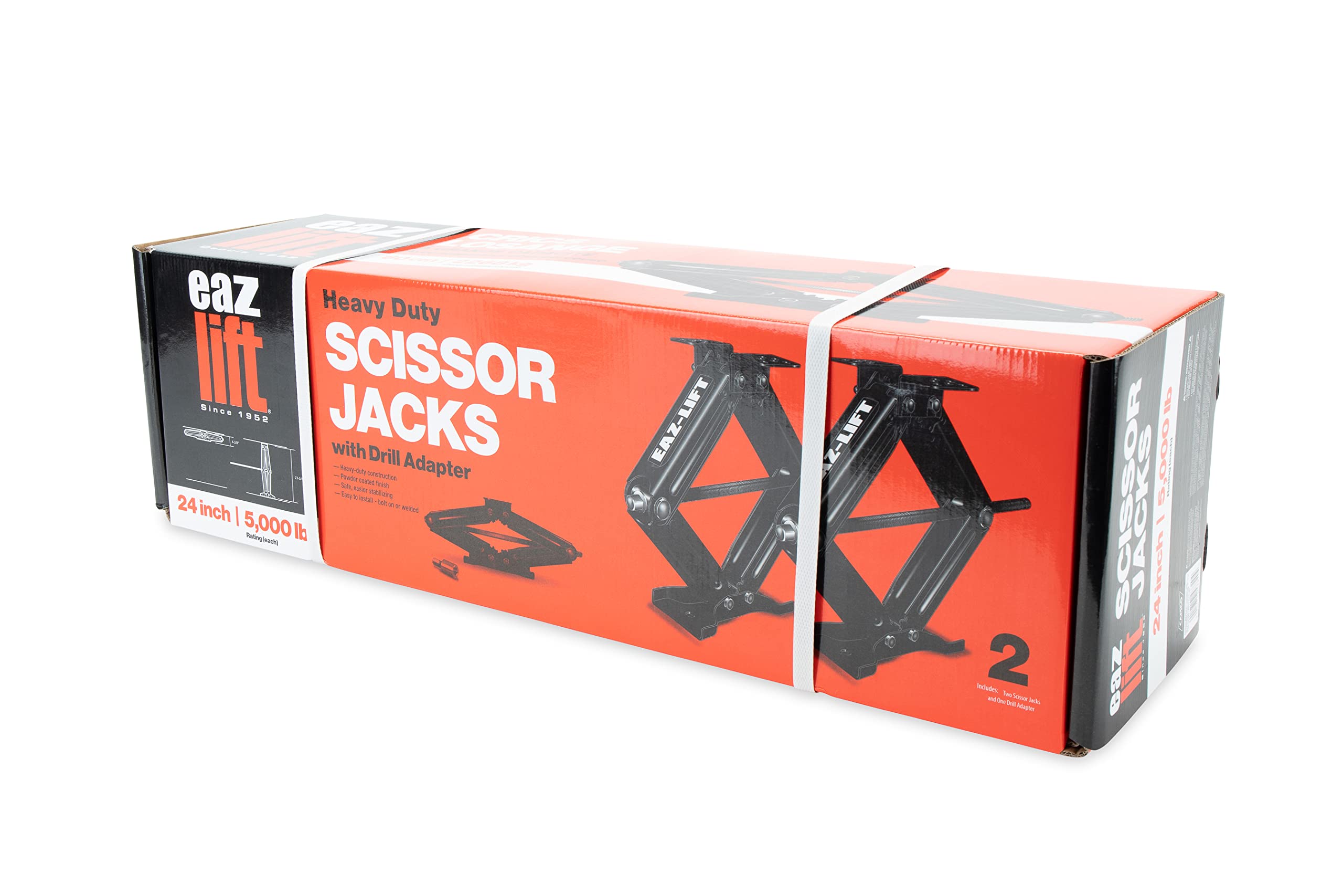 Camco Eaz-Lift 24-Inch Rv Stabilizing Scissor Jacks, Features A 5,000 Lb Load Capacity - Heavy-Duty Steel Construction - Set Of