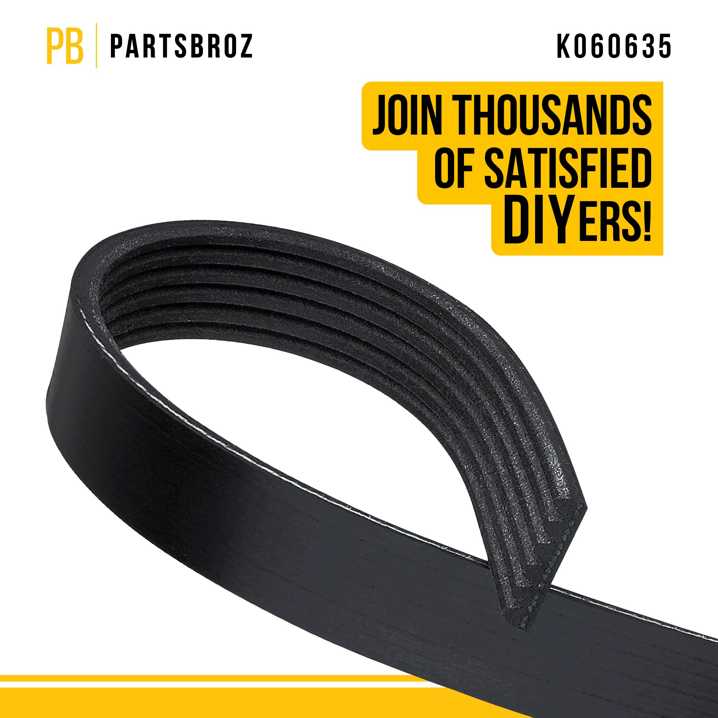 Partsbroz K060635 Micro-V Serpentine Drive Belt - Compatible With Gates Dayco Bando Acdelco Goodyear Continental - Replaces K060