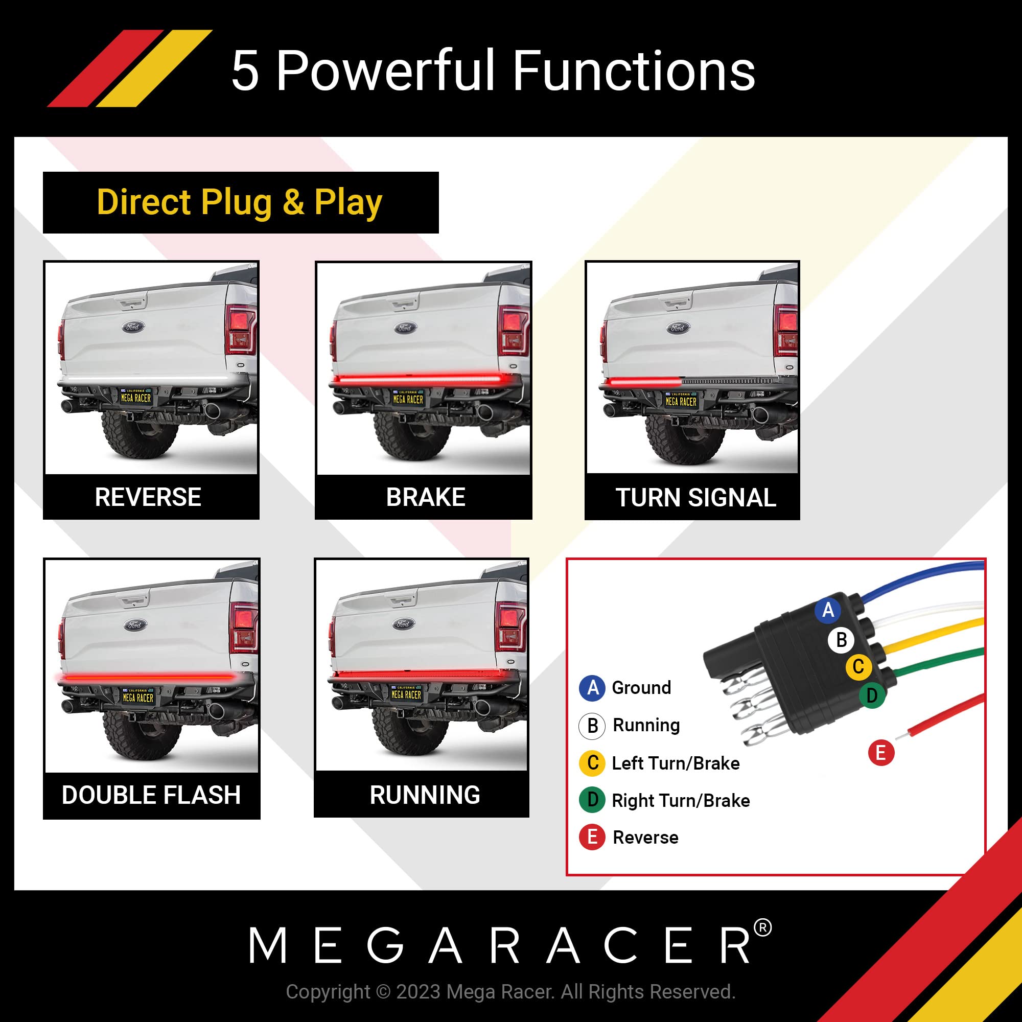 Truck Tailgate Light Bar | 60 Inch Double Row | Led Brake Light Strip | Truck Light Bar | Under Tail Gate Led Light Strip