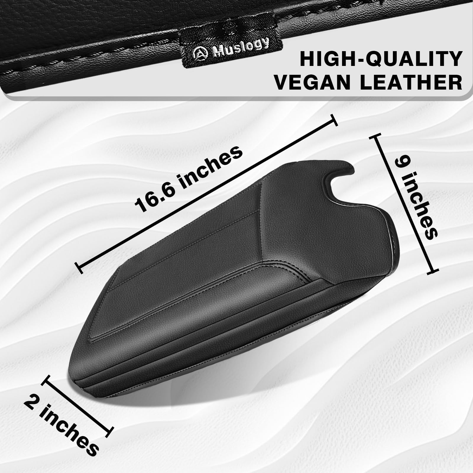 Muslogy Center Console Armrest Cover Compatible With Ford F-150 F150 2009-2014 Comfort Armrest Pad Arm Rest Cushion Vegan Leathe