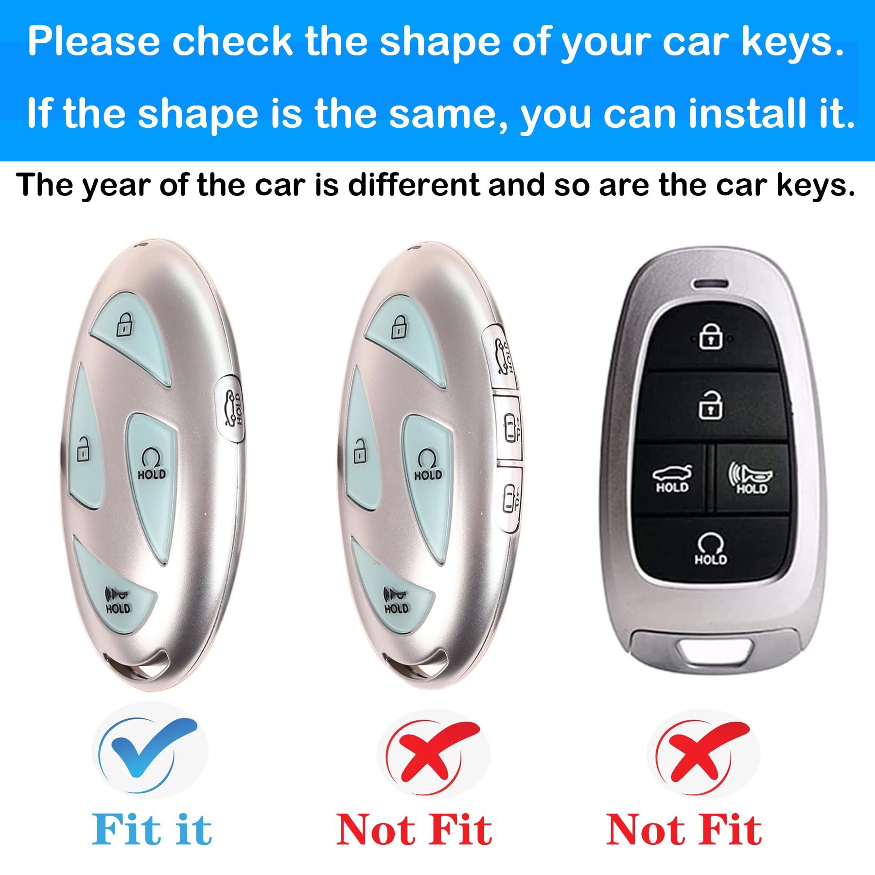 Kirsnda Hyundai Key Cover - Fob Case Tpu Protection Compatible With Ioniq 6 Grandeur Gn7 Kona 2023/24 Smart Remote Key (Red, 5 B