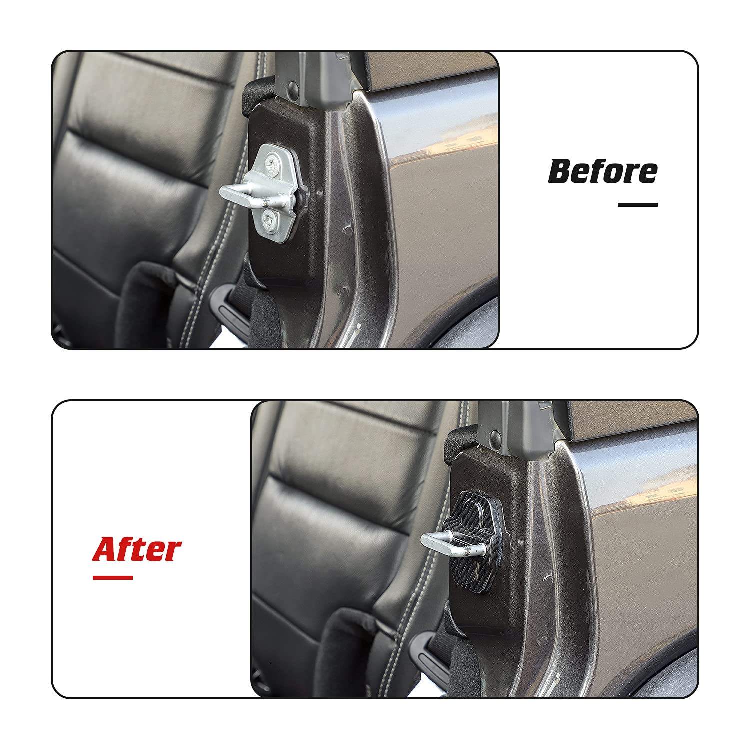 Voodonala For Jl Door Lock Cover Buckle Decor Trim For 2018-2021 Jeep Wrangler Jl Jlu, For Jeep Gladiator Jt 2020 2021, Abs Exte