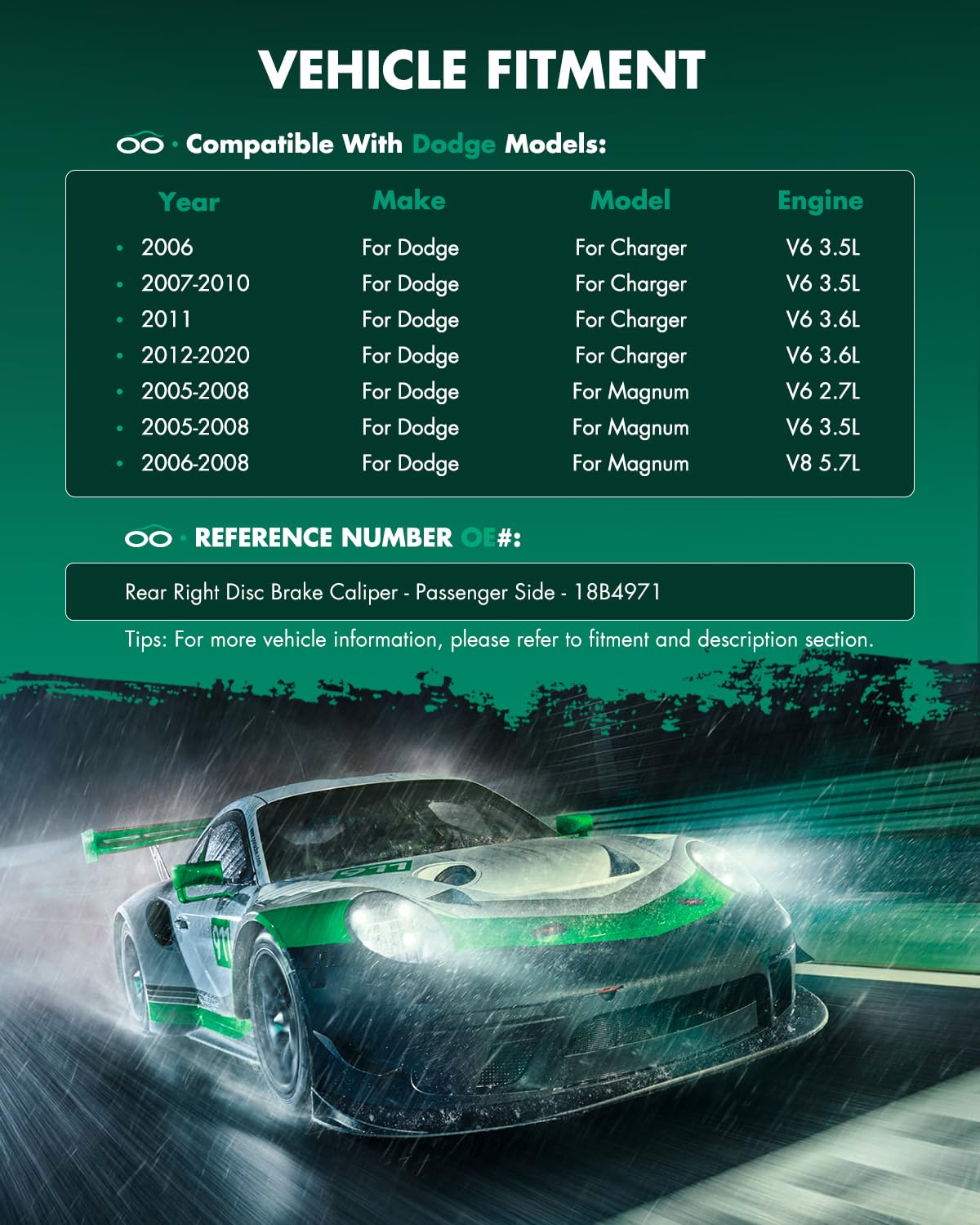 Scitoo Rear Right Brake Caliper With Bracket 18B4971 Compatible For Chrysler 300 2005-2018 For Dodge Challenger 2009-2018 For Do