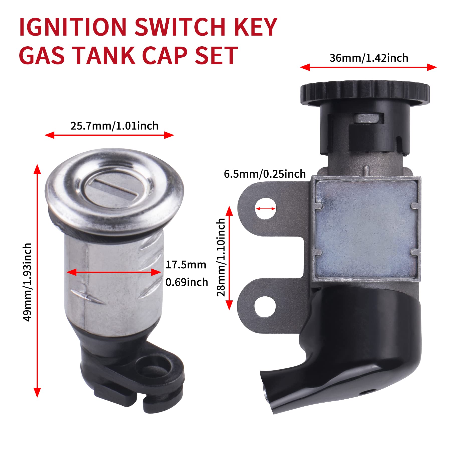 Cncmotok Ignition Switch Key Gas Tank Cap Saddle Lock Set Fit For Gy6 50Cc Scooter Moped Taotao Peace Roketa Jonway Nst Tank
