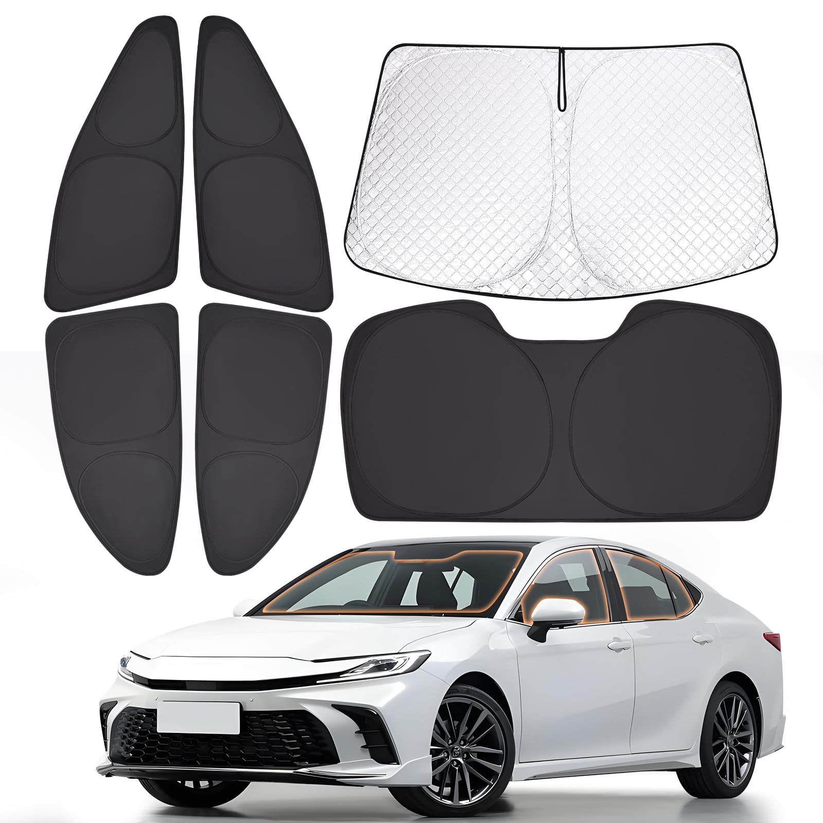 XCBYT 2017-2023 Camry Window Shades | 6 Layers Thickened Car Window Covers | 2 in 1 Car Full Window Privacy Curtains | 100% Blac