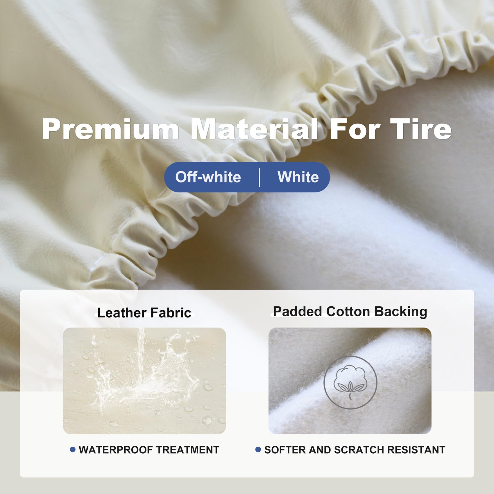 Explore Land Tough Spare Tire Cover Universal Fit Trailer, Rv, Suv, Truck (Fits Tire Diameters 24''-25.75'', Off-White)