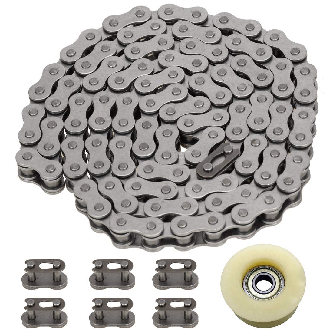 FVRITO 415H Chain 110L Link Heavy Duty and Master Link Chain Tensioner Guide Idler Pulley Roller for 2 stroke 49cc 60cc 66cc 80c