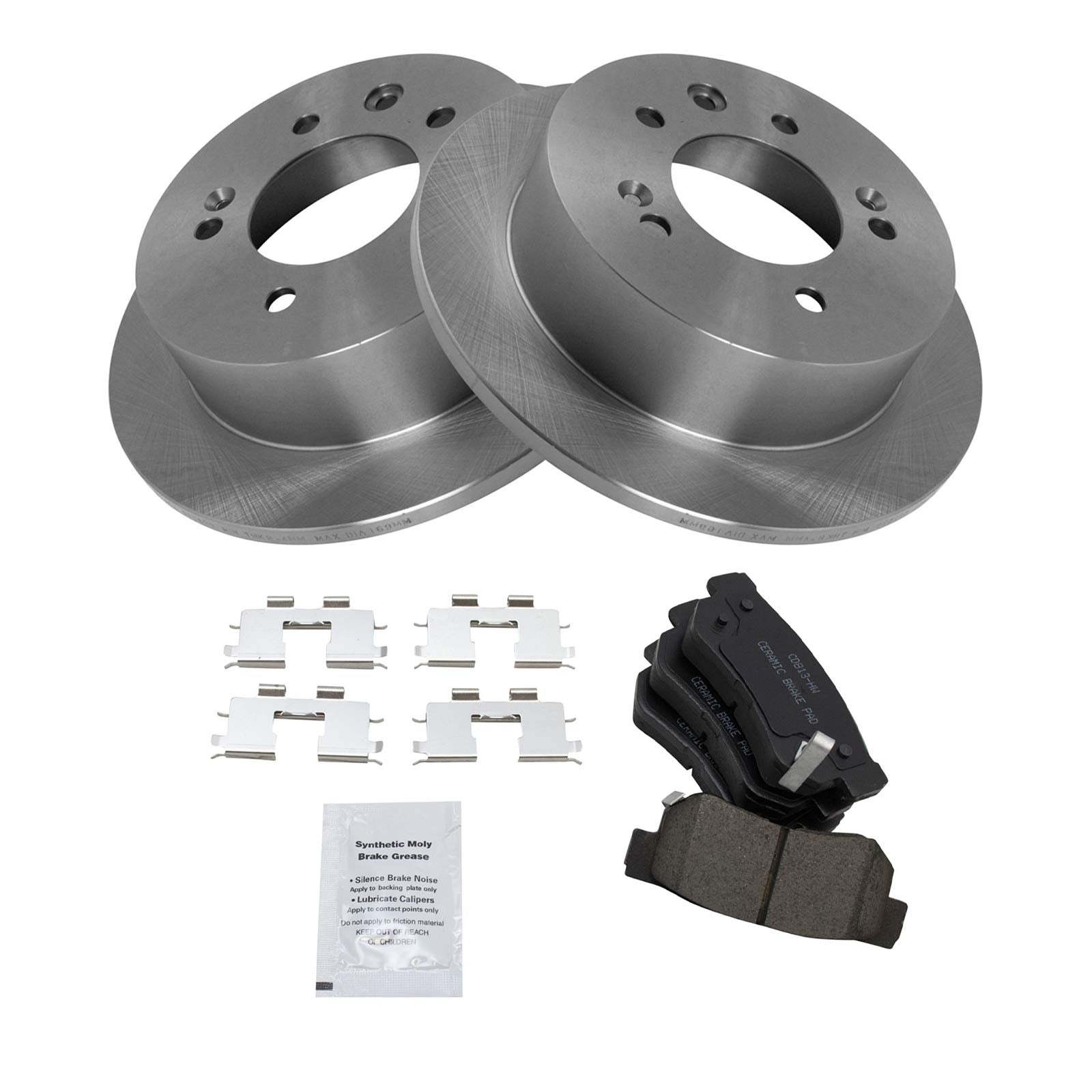 TRQ Rear Brake Pad & Rotor Kit Brake Pads Brake Rotor Ceramic Compatible with 2007-2010 Hyundai Elantra