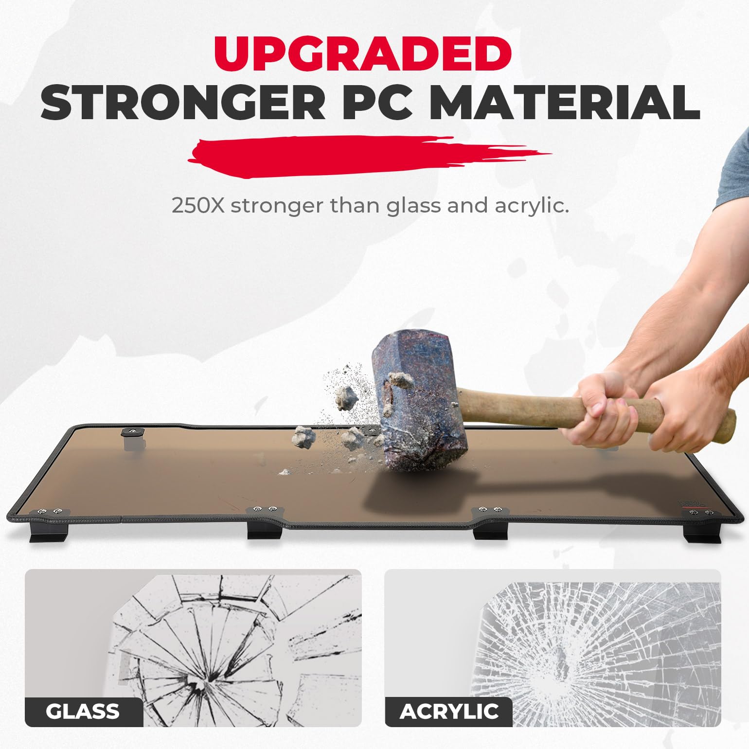 Kemimoto Hard Coated Tinted Rear Window, Pre-Installed Back Windshield Compatible With Polaris Ranger Xp 1000/Crew 2017-2025, Po