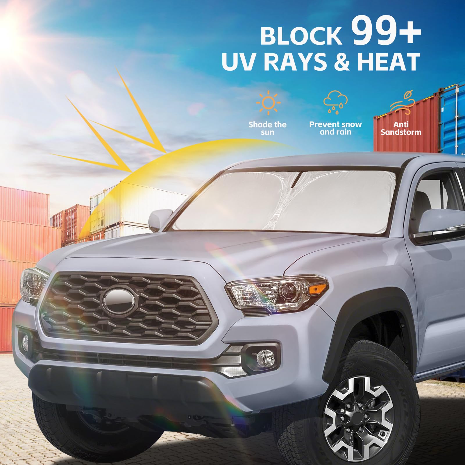 For Toyota Tacoma 2016-2024 2025 Sun Shade Windshield Front Window Shade Custom Fit Tacoma 2Dr 4Dr Pickup Accessories Sun Visor