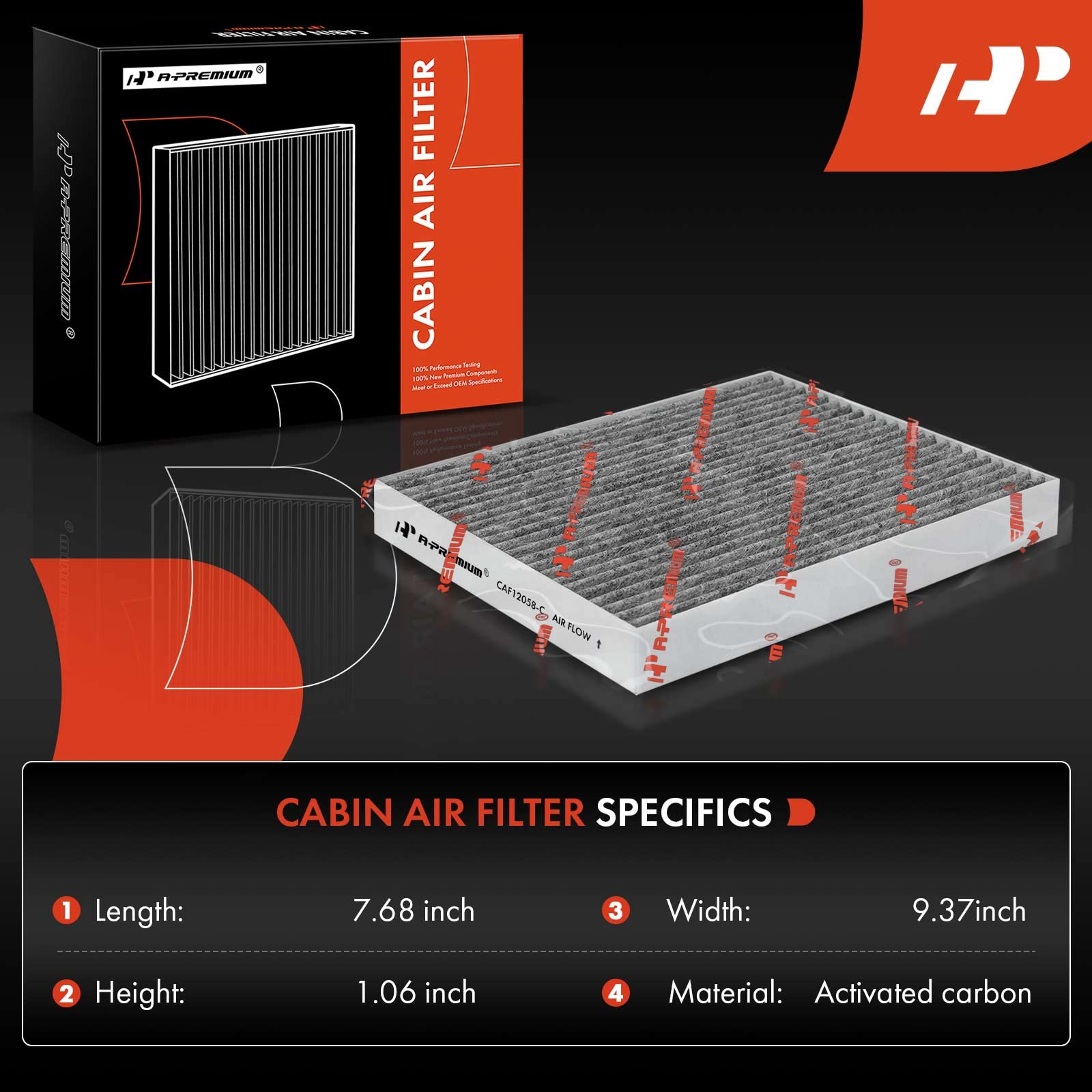 A-Premium Cabin Air Filter With Activated Carbon Compatible With Hyundai Elantra 2017-2020, Accent 2018-2022, Elantra Gt 2018-20