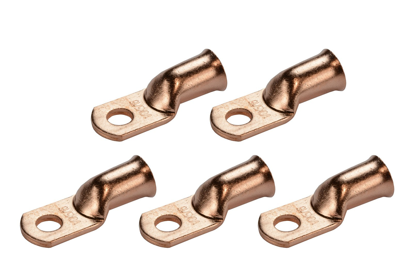 Temco 5 Pack Bare Copper Welding Battery Cable Ends, Lugs Terminal 1/0 Awg 5/16'' Hole (6 Awg To 1/0 Awg Options Available)