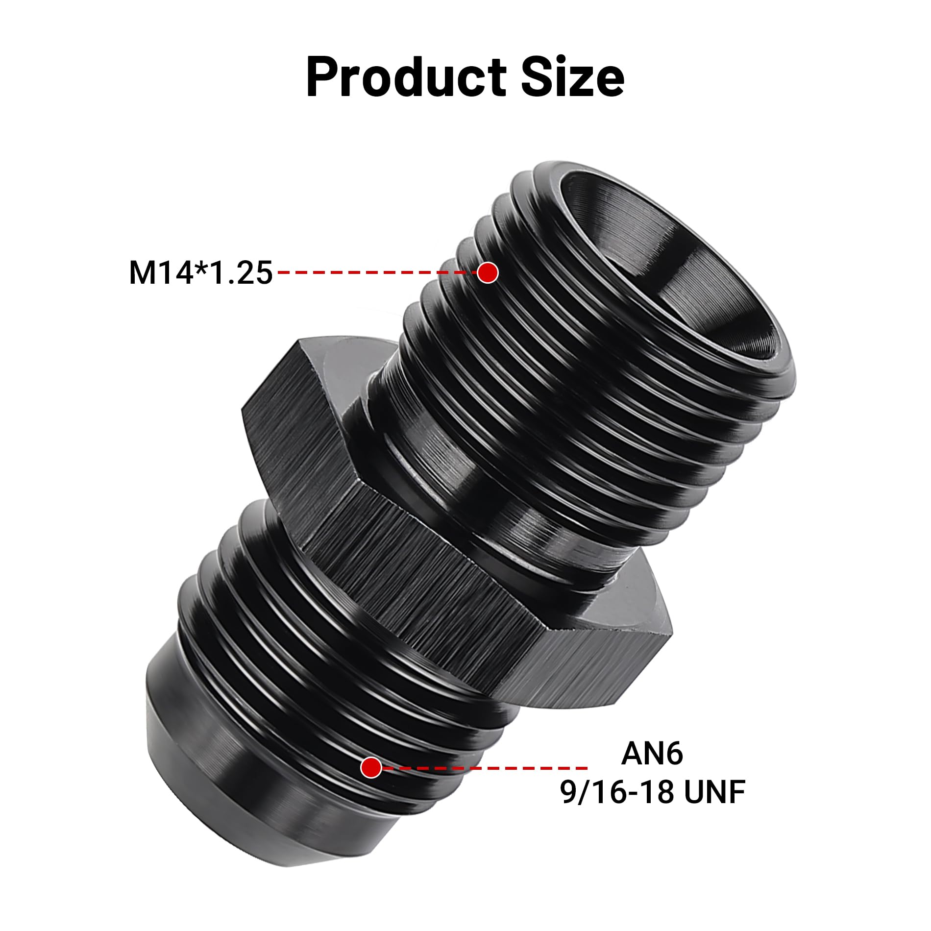 Evil Energy 6An Male Flare To M14 X 1.25Mm Male Metric Fitting Adapter Aluminium Alloy 2Pcs