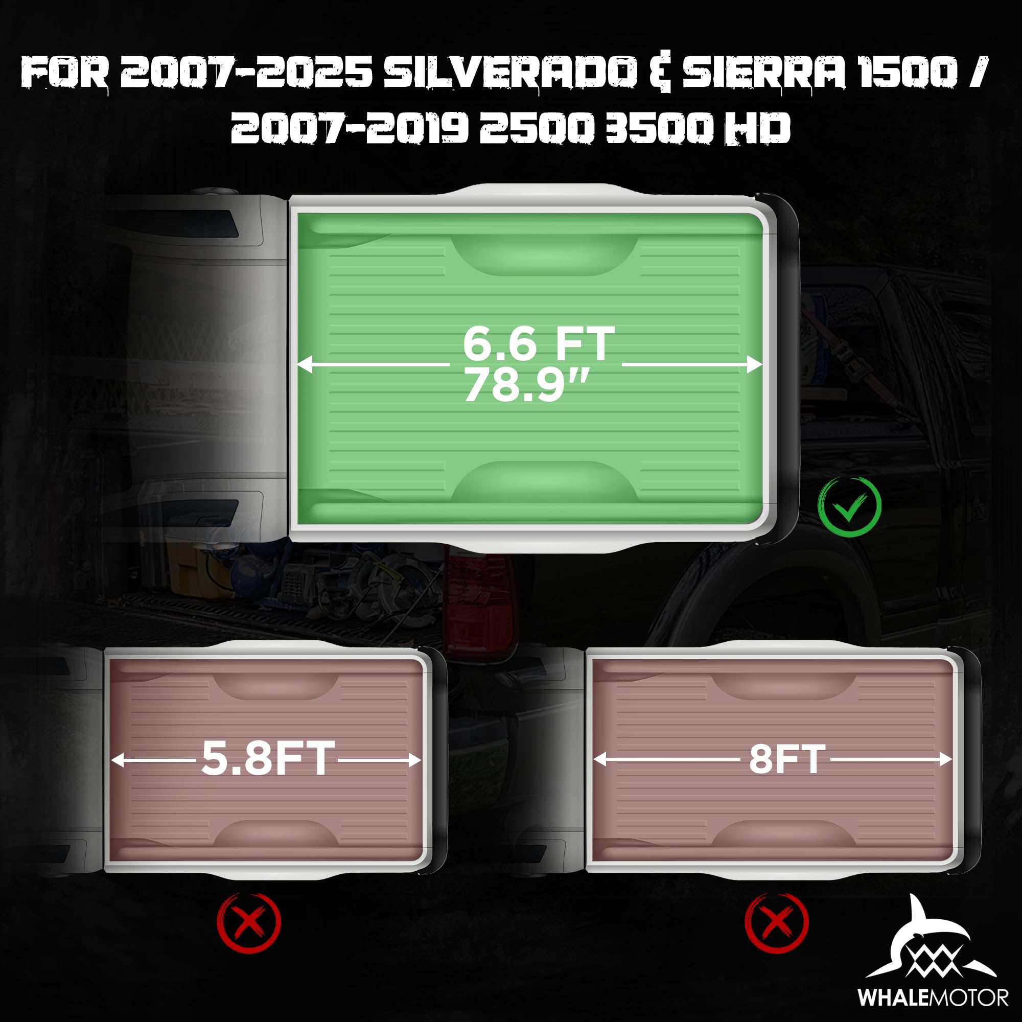 Hard Folding Truck Bed Tonneau Cover Compatible With Chevy Silverado & Gmc Sierra 1500(2007-2025) 2500 3500 Hd(2007-2019) 6.6 Ft