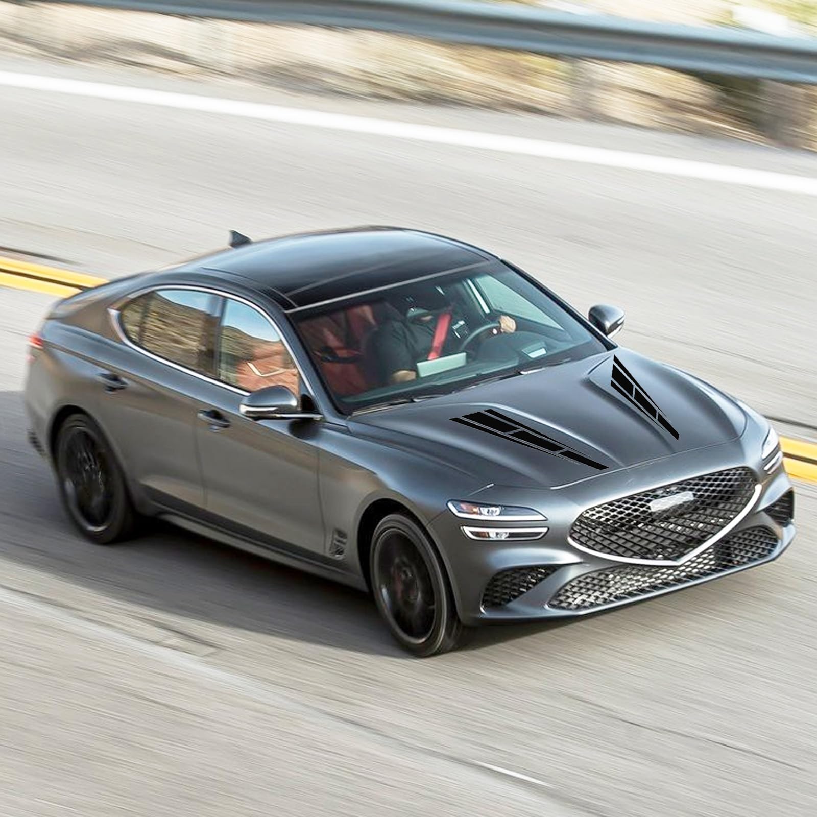 Lanzmyan Universal Hood Decal Sticker Dbs001 Car Hood Racing Body Side Vinyl Modified Stripe Decal Decoration Black