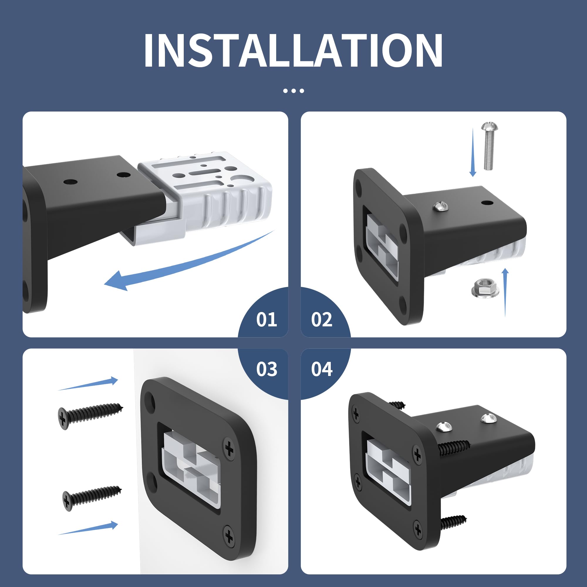 Rvboatpat 4Pcs 50Amp Battery Quick Connect/Disconnect Connector,6 To 12 Gauge Battery Cable Connector, Wire Harness Plug Kit 12