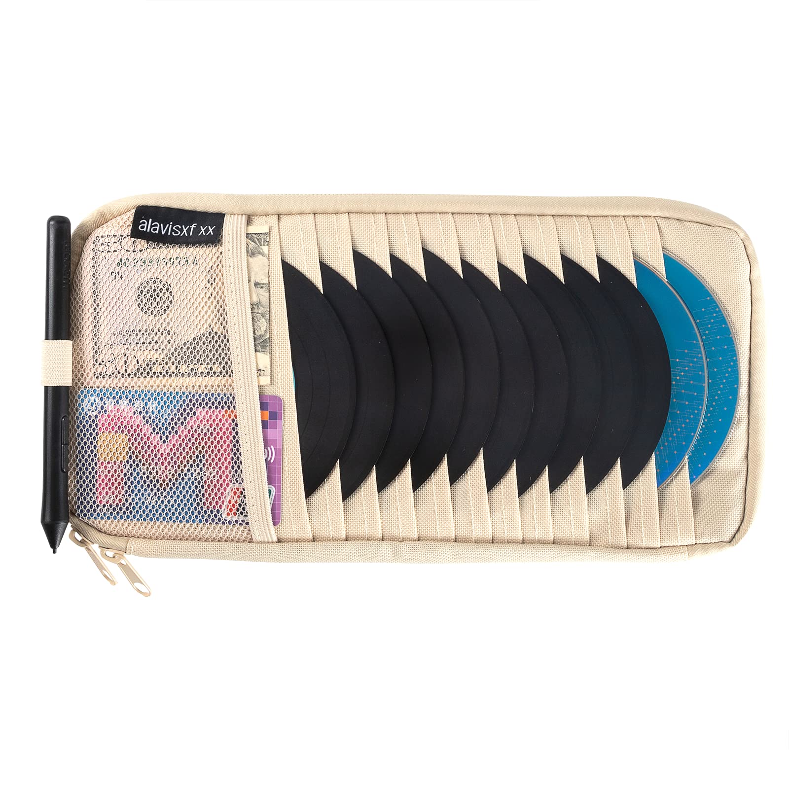 Alavisxf Xx Car Cd Holder, Dvd Vehicle Visor Storage Orangizer, Large Capacity Cd Visor Case With 12 Sleeves, 1 Mesh Pocket, 1 P