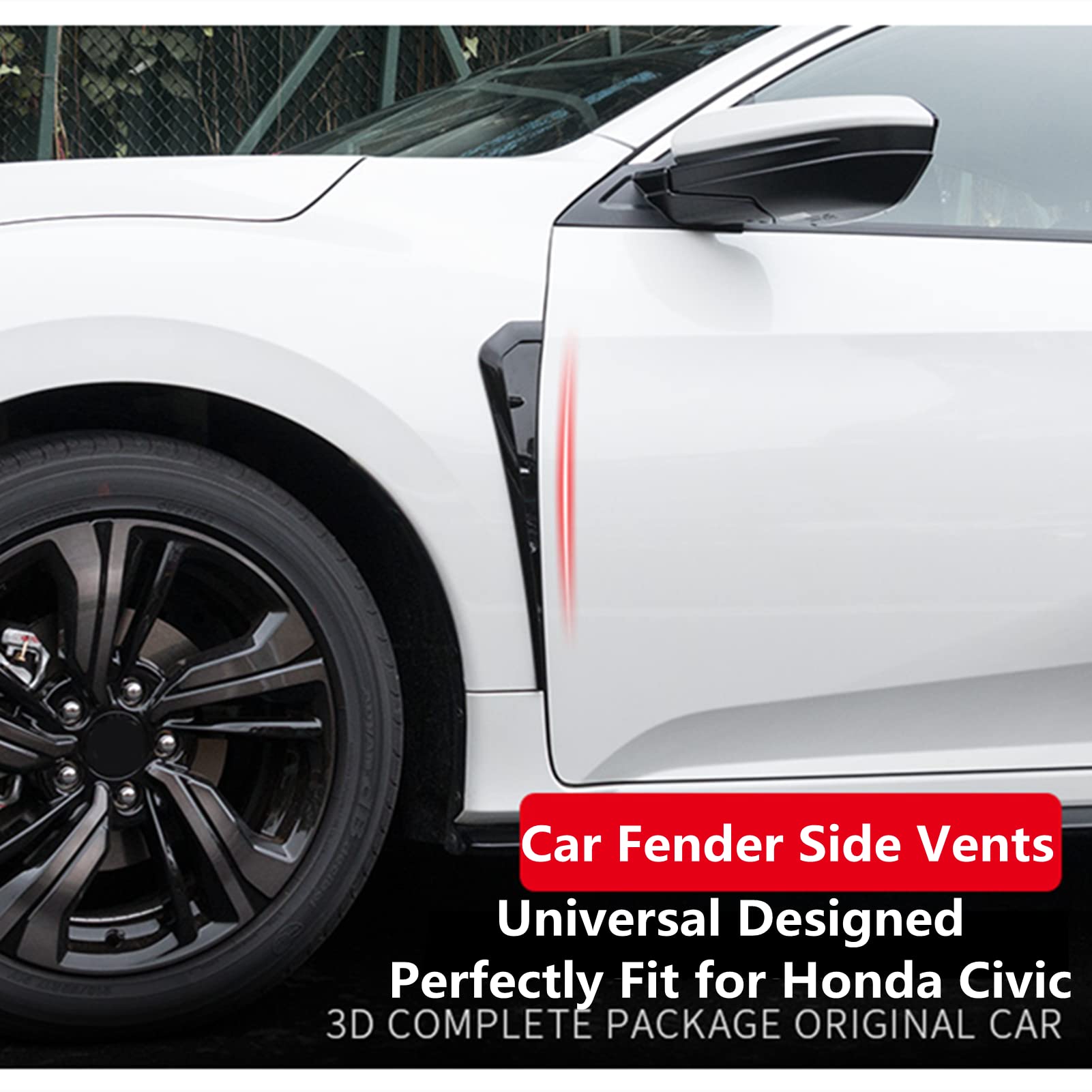 Qiilu Car Side Vents, 2 Pcs Air Vent Trim Cover, Decorative Stickers, Car Hood Vent Scoop Kit For Honda Etc