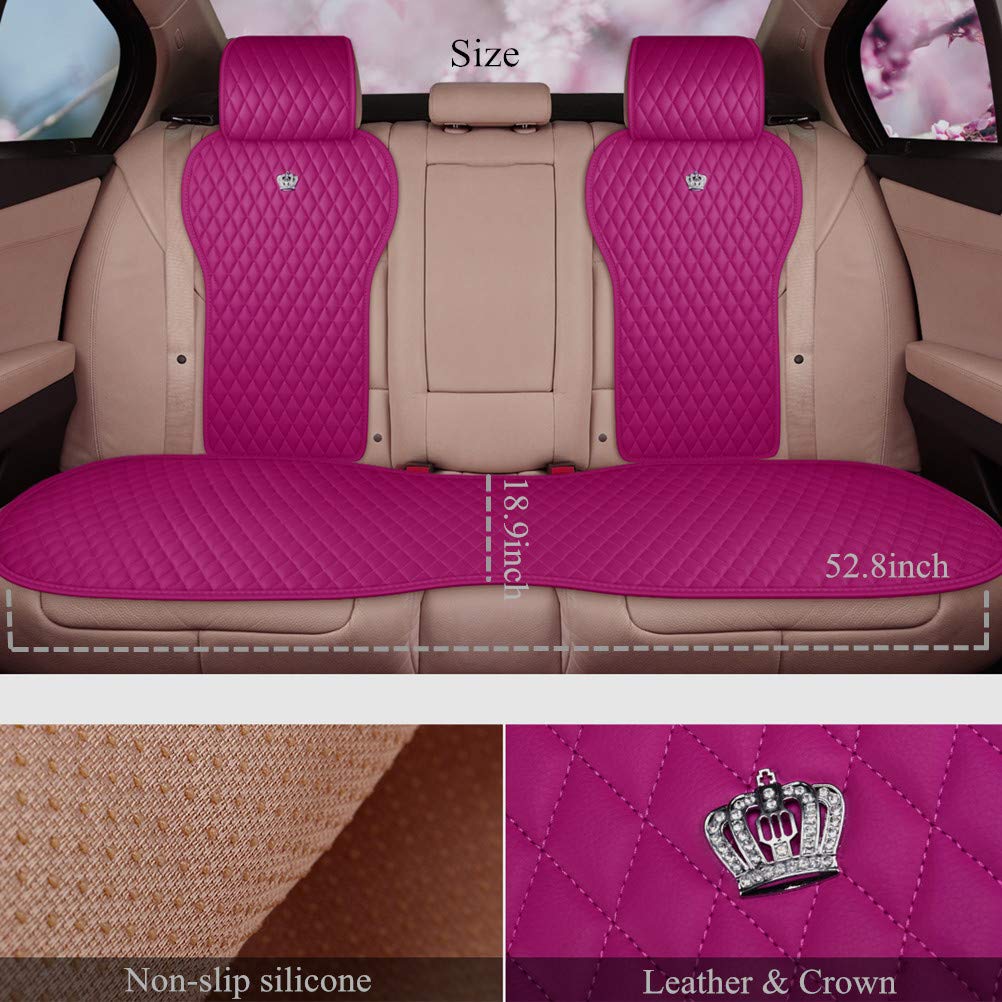 Red Rain Universal Seat Covers for Cars Leather Seat Cover with Crown Rose Pink Auto Seat Cushion Covers 2/3 Covered 11PCS Fit C