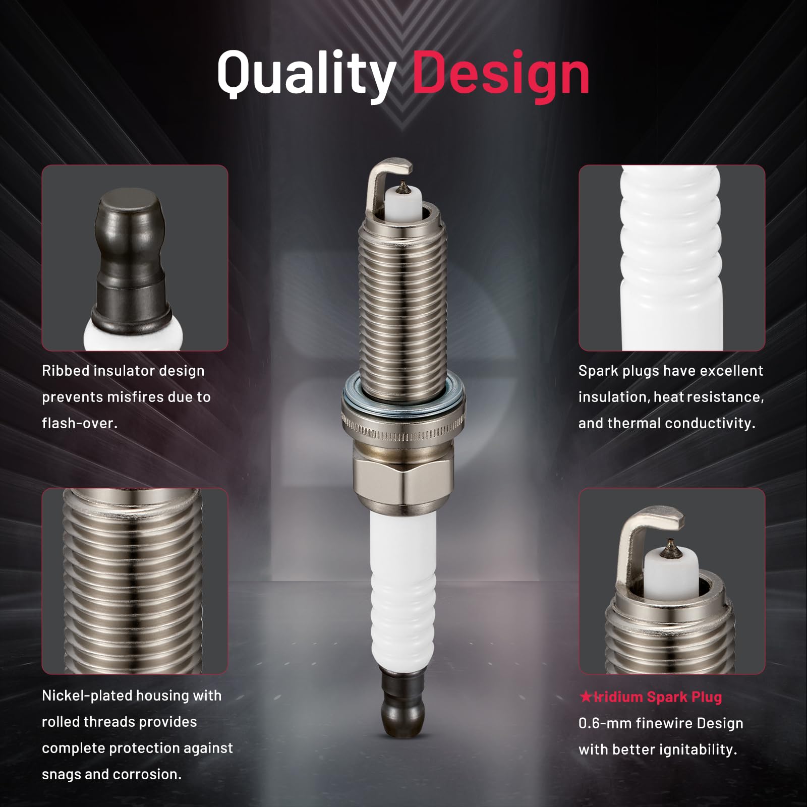 Bdfhyk 5118 Iridium Spark Plugs Compatible With Nissan Frontier Micra Sentra Versa Note Sentra Suzuki Equator 1.6L 1.8L 2.0L 2.5