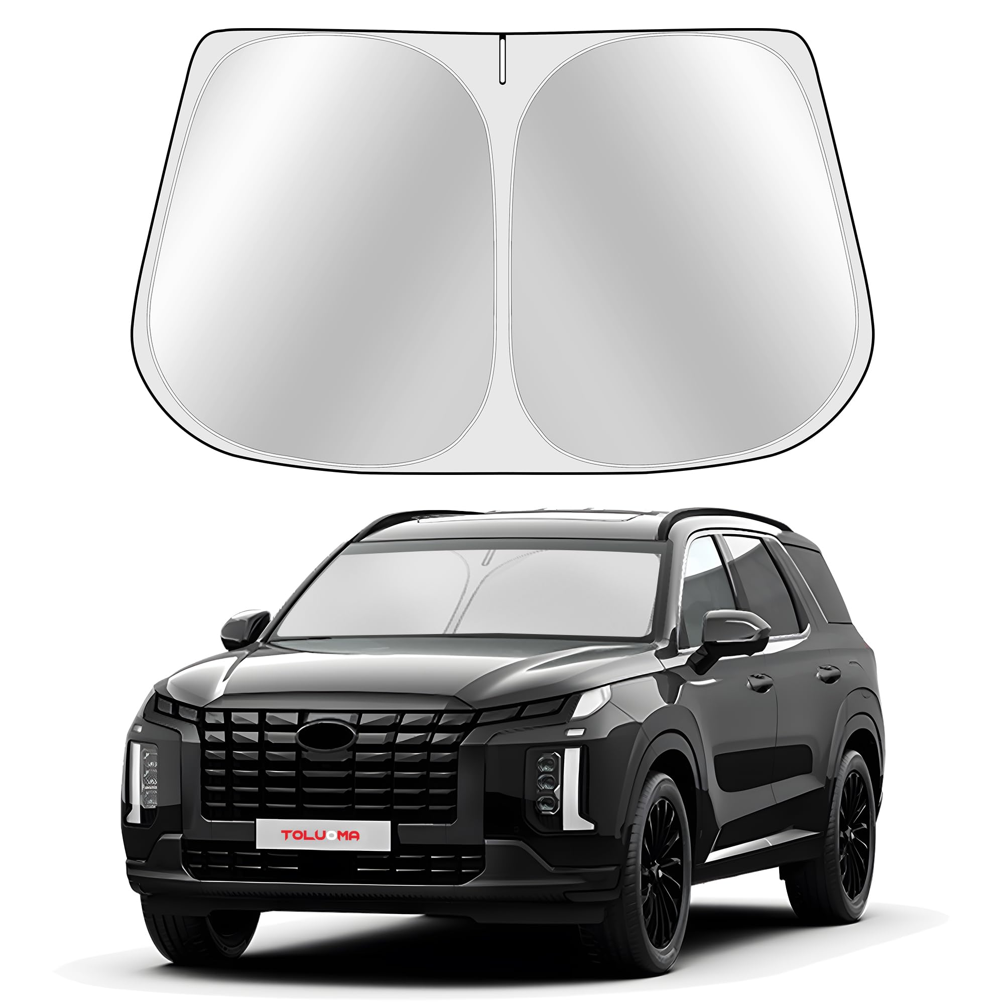 Toluoma Custom Fit Windshield Sun Shade For H-Yundai Palisade 2020-2025 - Full Coverage, 210T Reflective Fabric, Double-Layer De