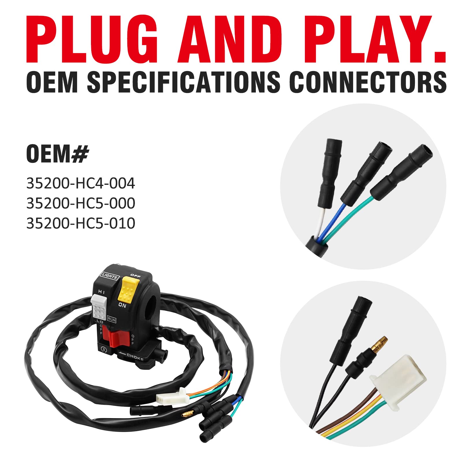 Compatible With Honda Fourtrax 300 Trx300 Start Stop Switch Button Left Handlebar Headlight Light Kill Control Switch,Oem# 35200