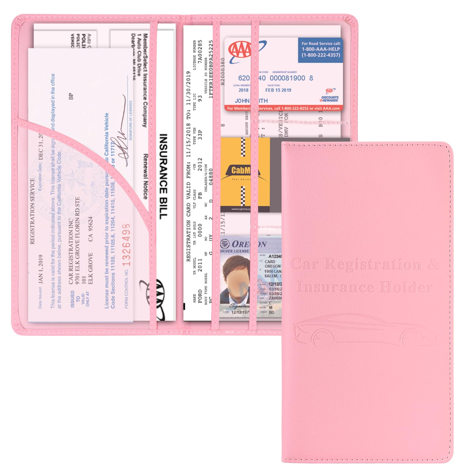 Cacturism Car Registration And Insurance Holder, Car Accessories Vehicle Glove Box Car Organizer Women Car Accessories With Magn