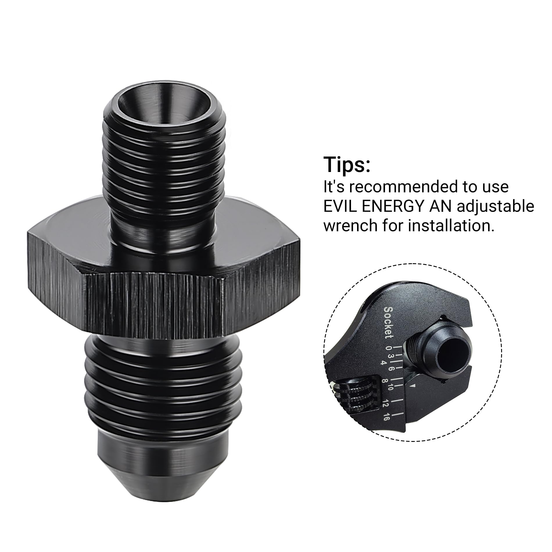 Evil Energy 3An Male Flare To M6 X 1.0Mm Male Metric Fitting Adapter Aluminium Alloy 2Pcs