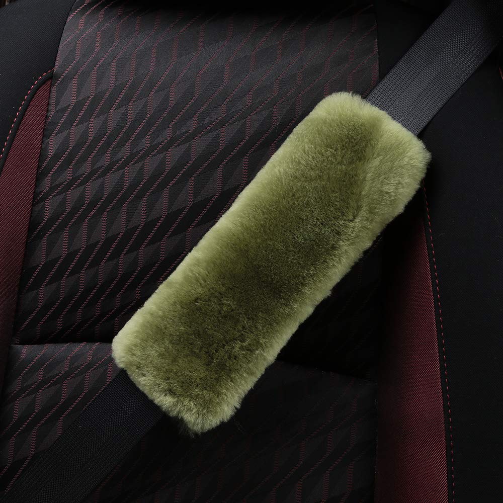 2 Pack Car Seat Belt Cover Cushion, Fluffy Soft Sheepskin Auto Should Seat Belt Pads, Neck Protector For Women Adults Baby Kids