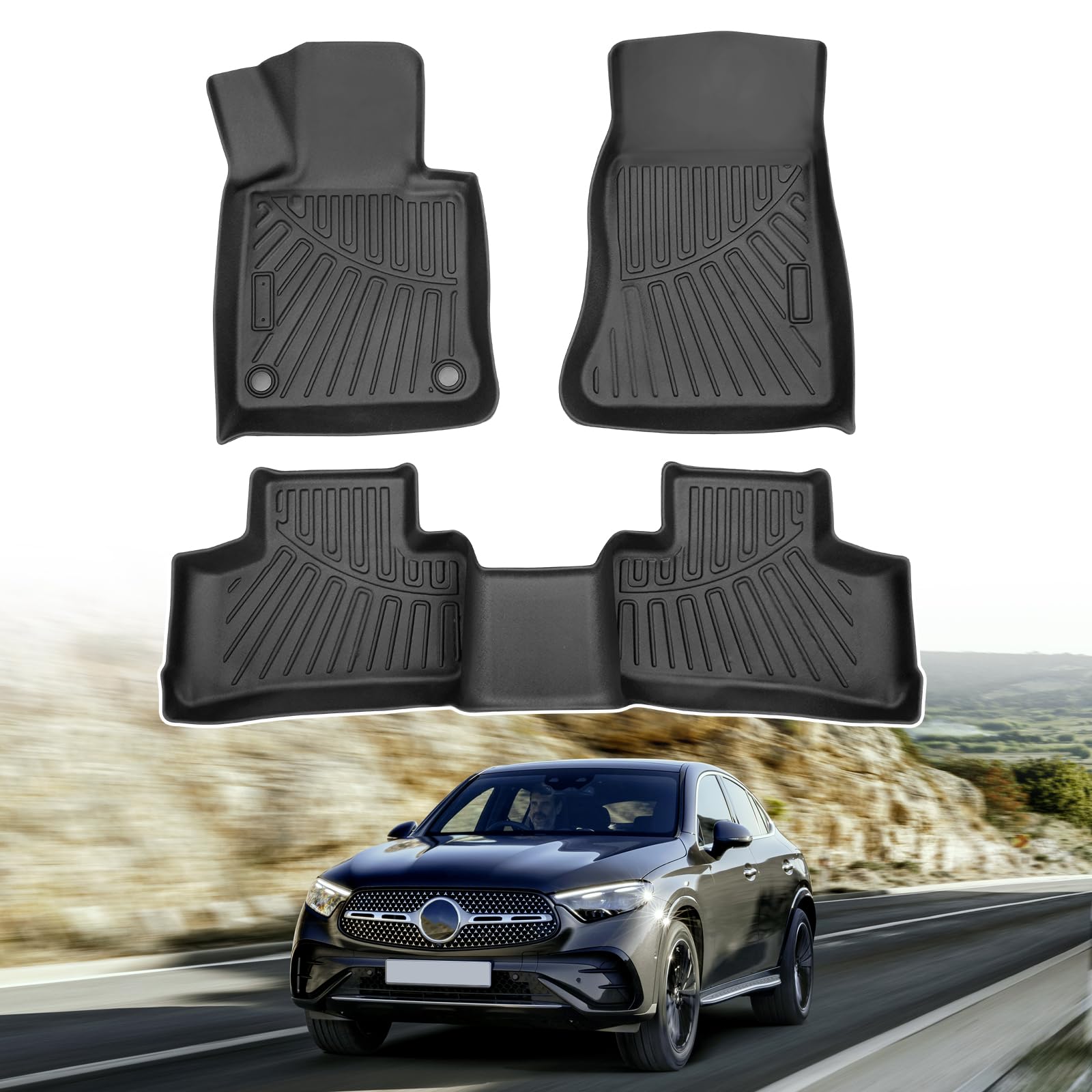 Powerty Floor Mats For 2023 2024 2025 Mercedes Benz Glc?Glc 300?Glc 350E?4Matic Accessories All Weather Floor Liner 3D Tpe 1St &