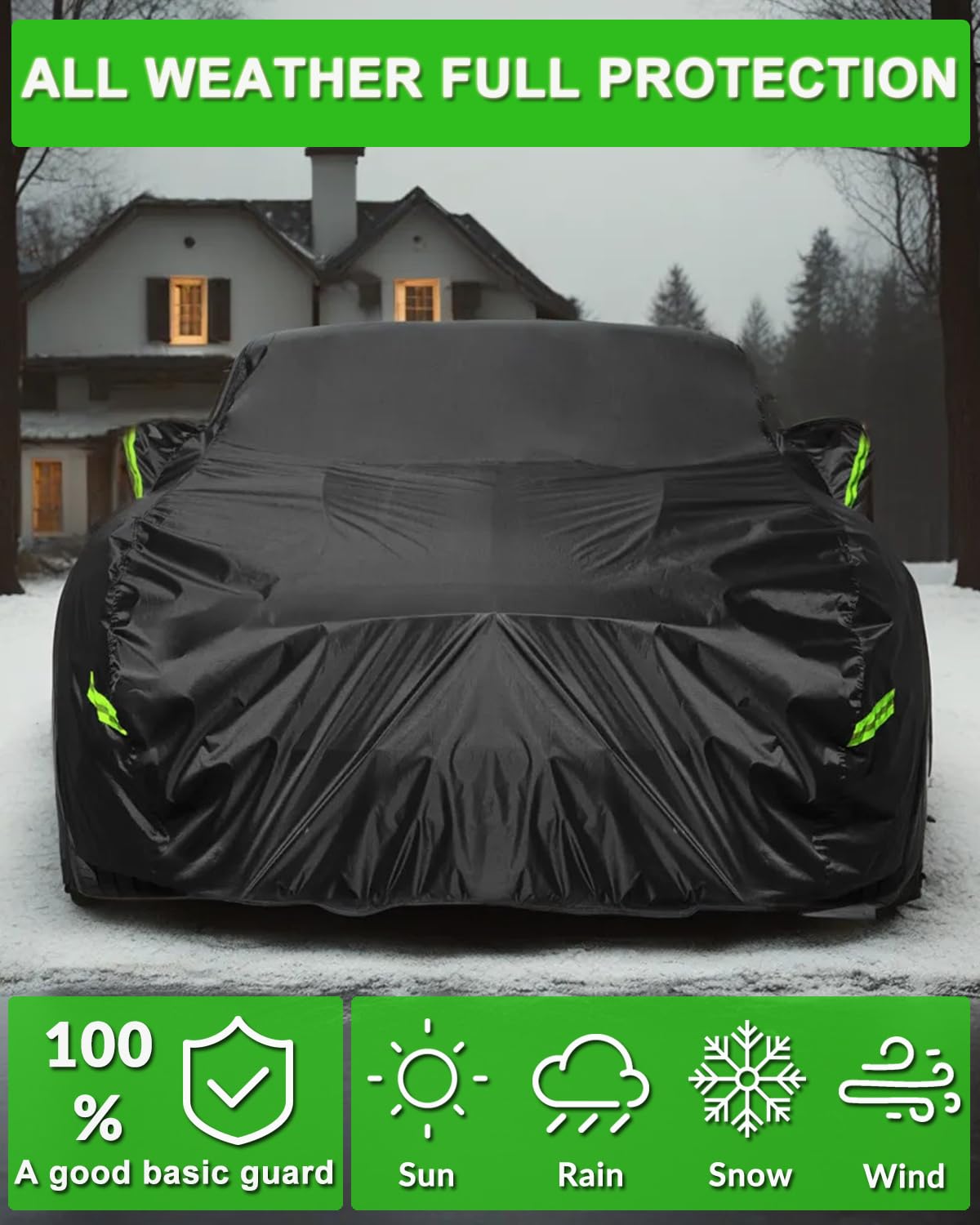 Morhept Car Cover Custom Fit For Ford Mustang 2005-2025, Waterproof All Weather Gt Cover Outdoor Dustproof Shelby Coupe Cover Wi