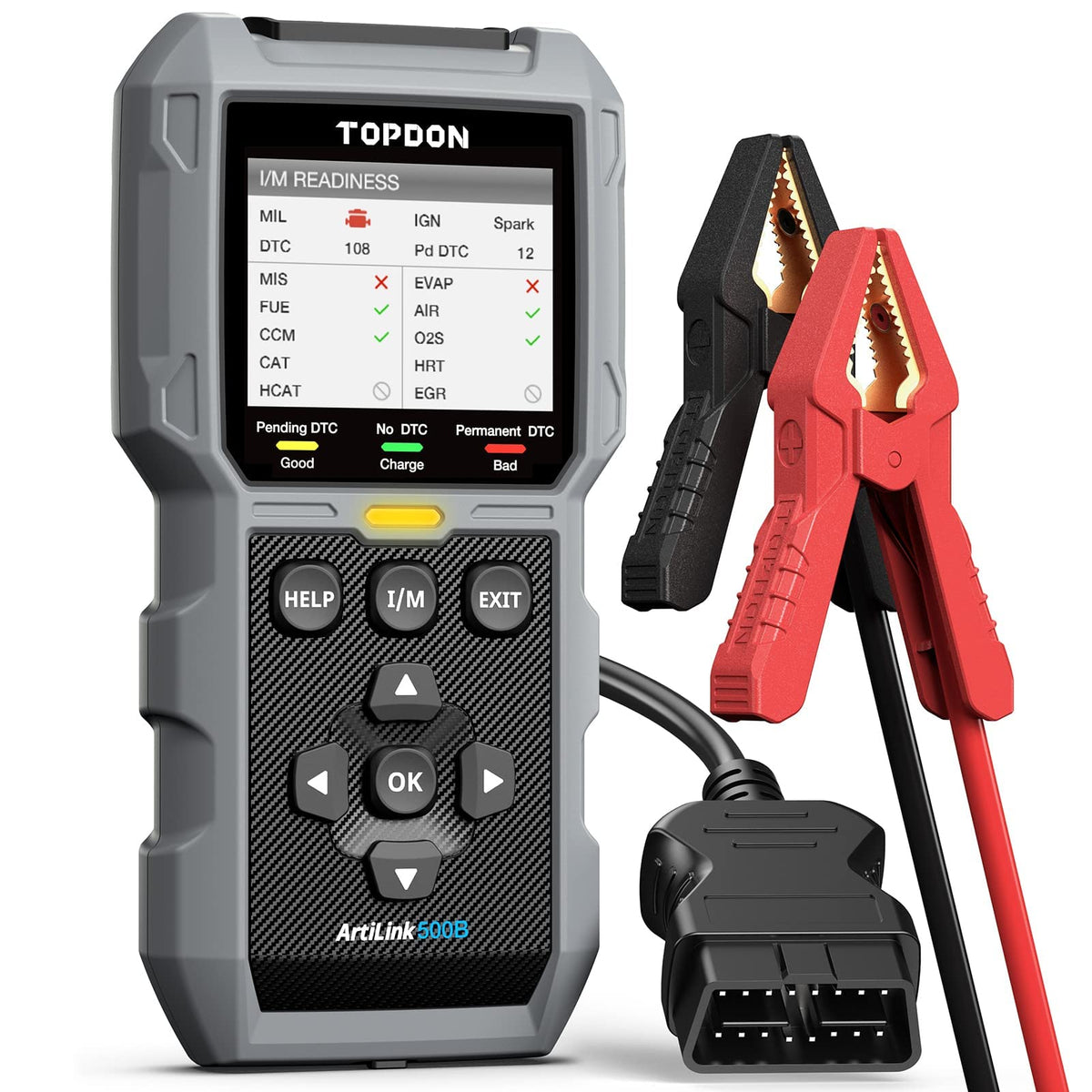 Topdon Al500B Obd2 Scanner Battery Tester 2 In 1 Code Reader, Full Obdii Diagnosis, 12V Battery Tests & 12V/24V Cranking Tests, 
