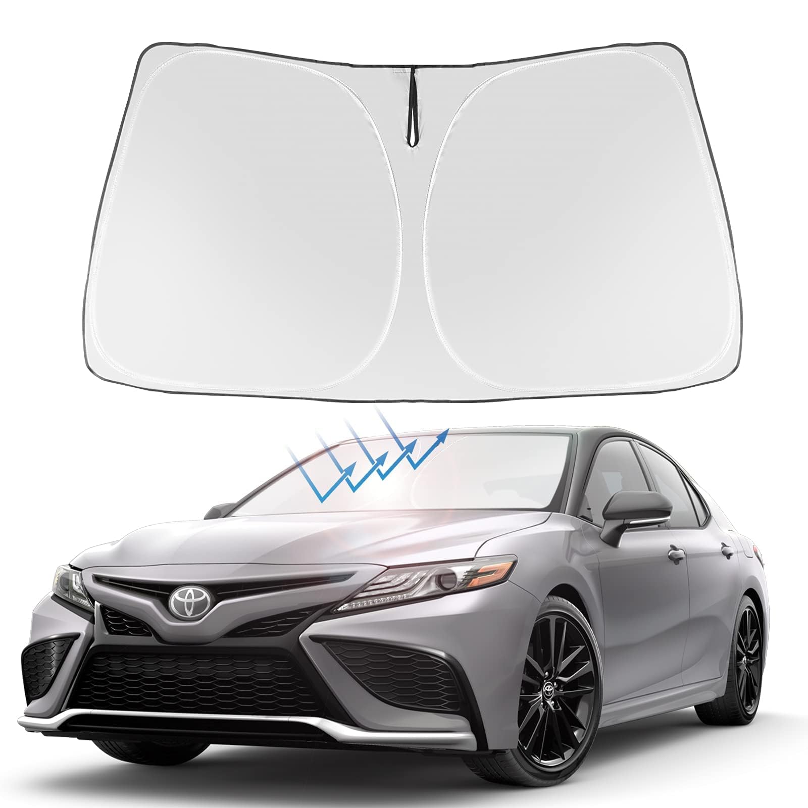 Proadsy Front Windshield Sun Shade Foldable Sunshade Protector Custom Fit 2018-2024 2025 Camry Le Xle Hybrid Se Xse Sedan Accessories 2025 Upgrade