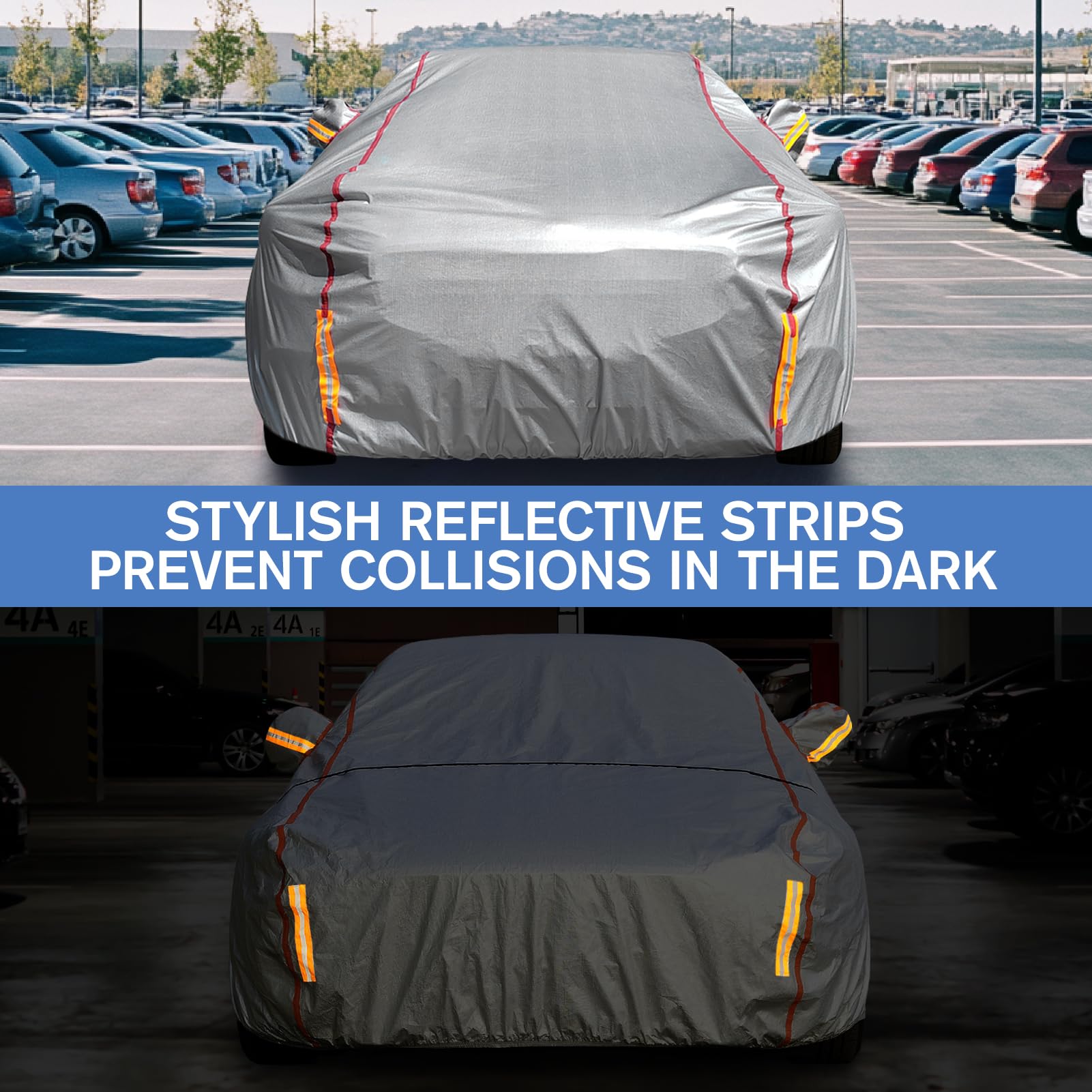 Car Cover Waterproof All Weather, 6 Layers Outdoor Full Car Cover Uv Snow Rain Wind Dust All Weather Outdoor Protection With Zip