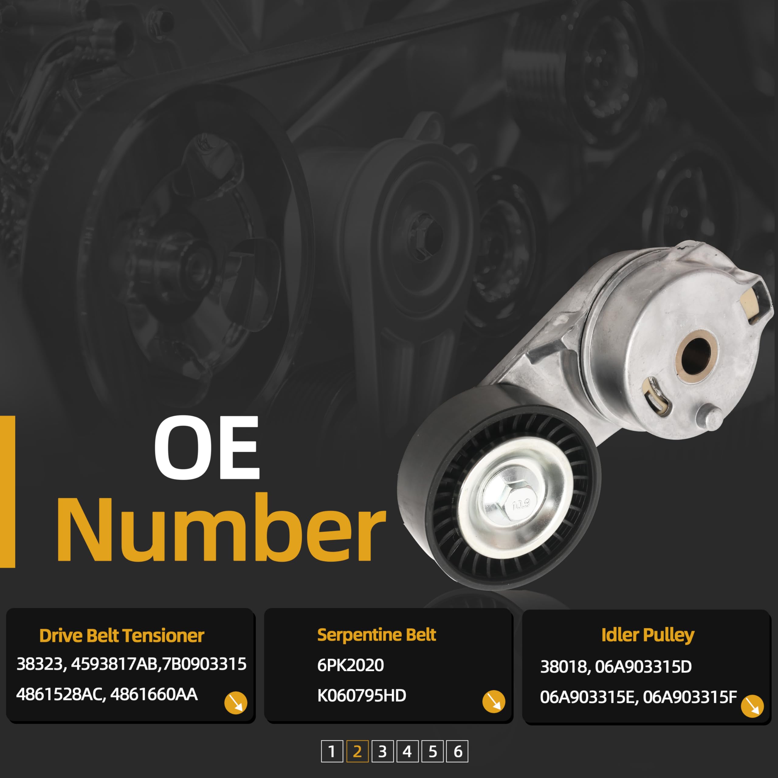 38323 Serpentine Belt Drive Component Kit, Fit for Dodge Ram 1500 2500 2009-2010, Fit for Ram 1500 2500 3500 2011-2018, V8 5.7L,