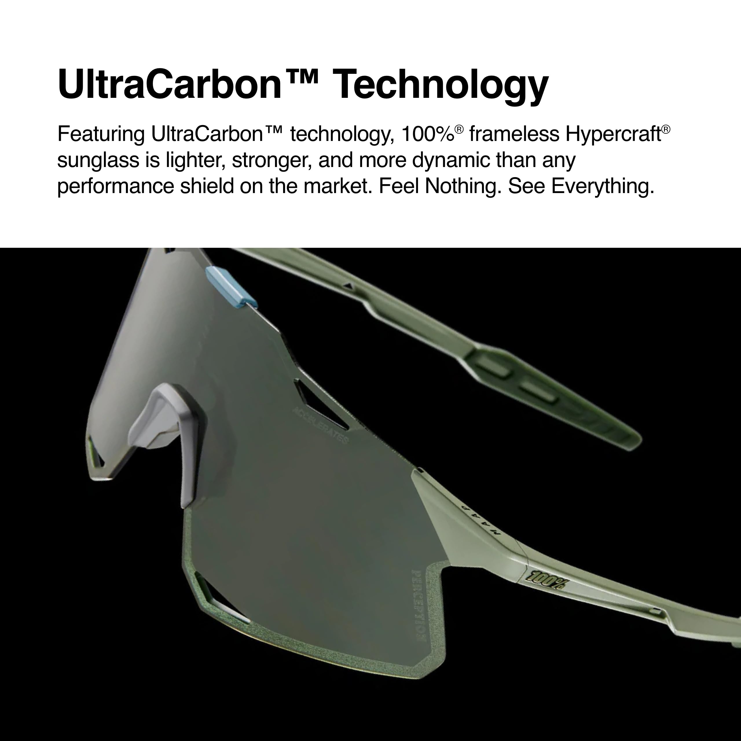 100% Hypercraft Sport Performance Frameless Sunglasses (Matte Black - Soft Gold Mirror Lens)