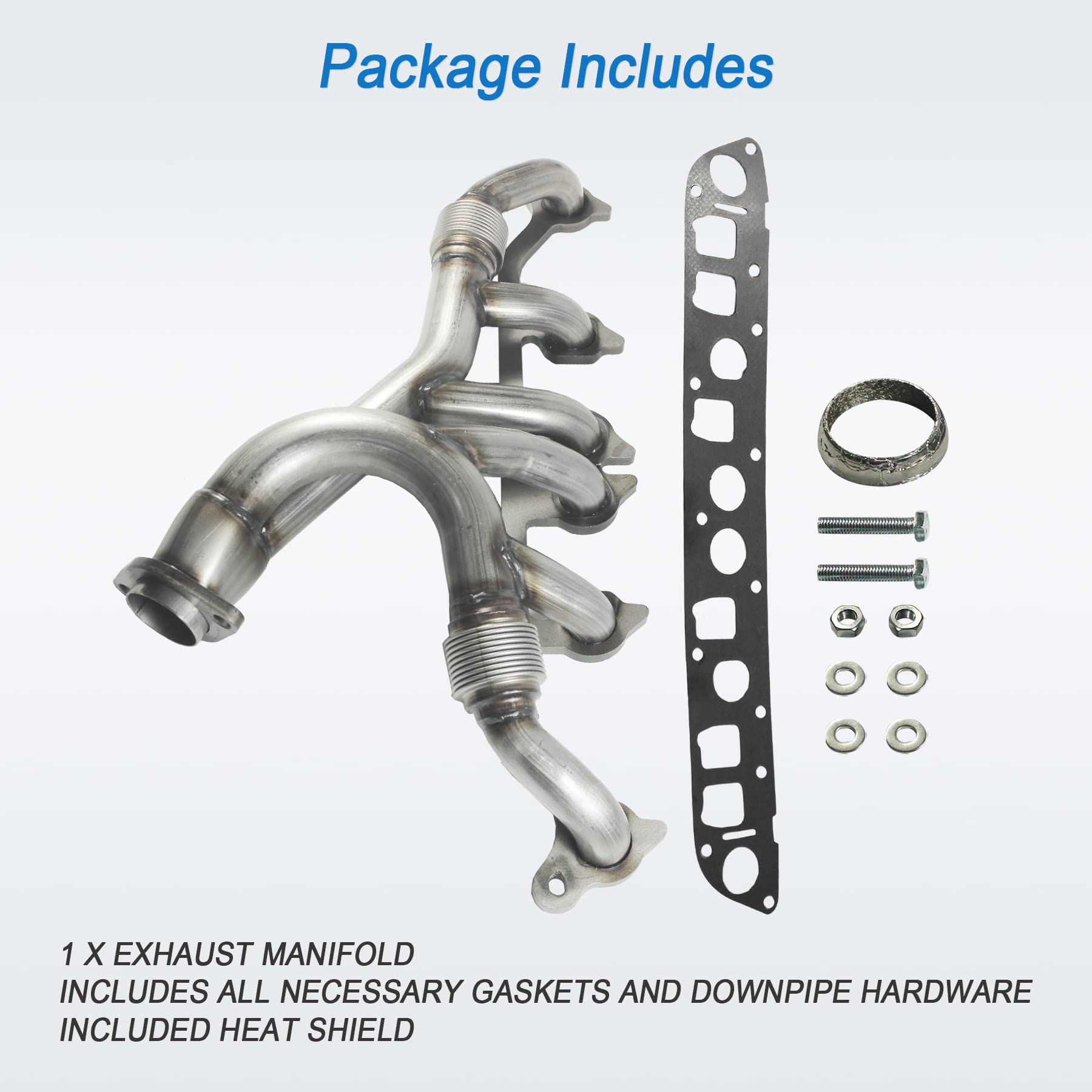 JDMSPEED New Stainless Steel Exhaust Manifold & Gasket Kit Replacement for Grand Cherokee Wrangler 4.0L Replacement for Jeeps Se
