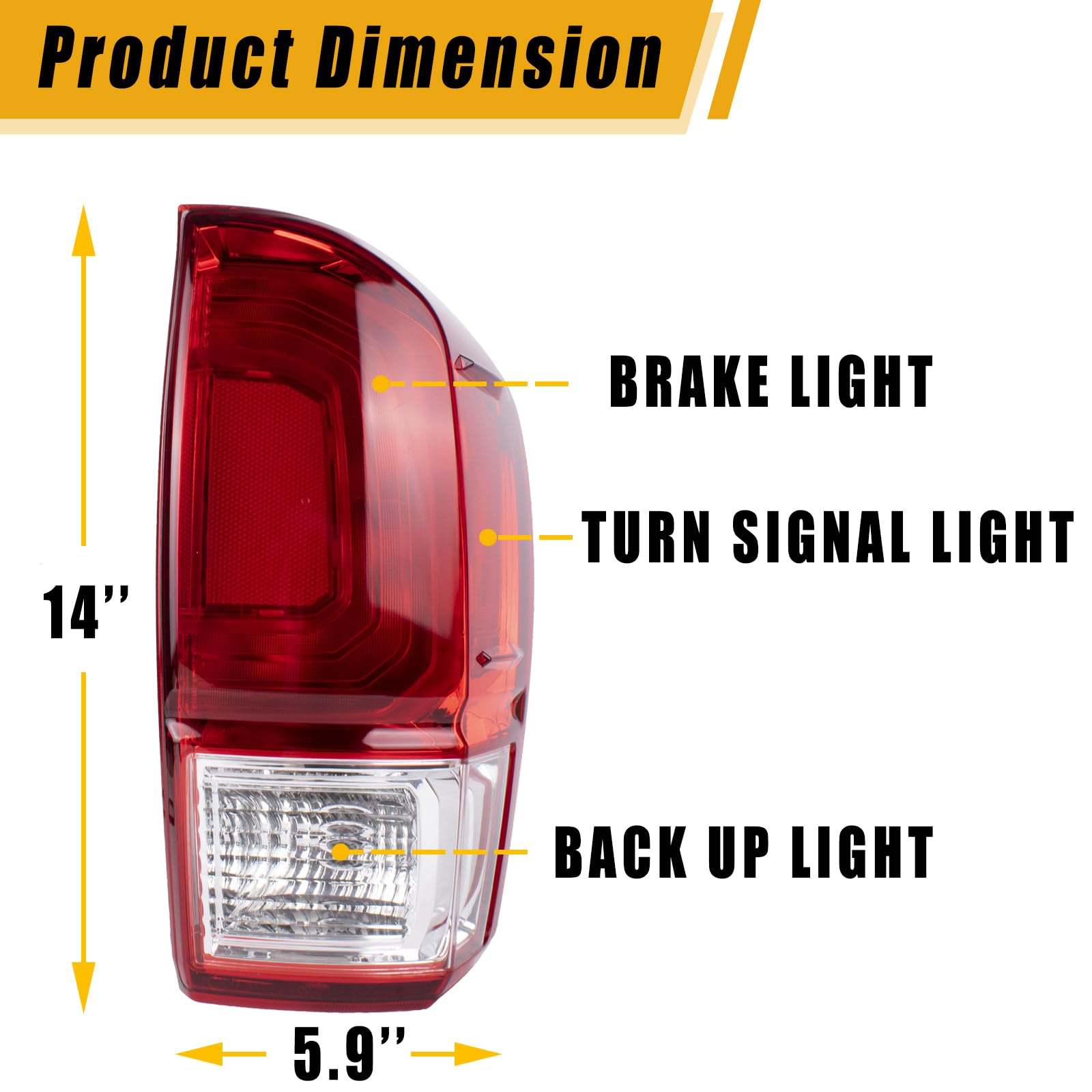 Boine Compatible With 2016 2017 2018 2019 2020 Toyota Tacoma Pickup Right Passenger Side Red Tail Light Housing Replace 81550-04