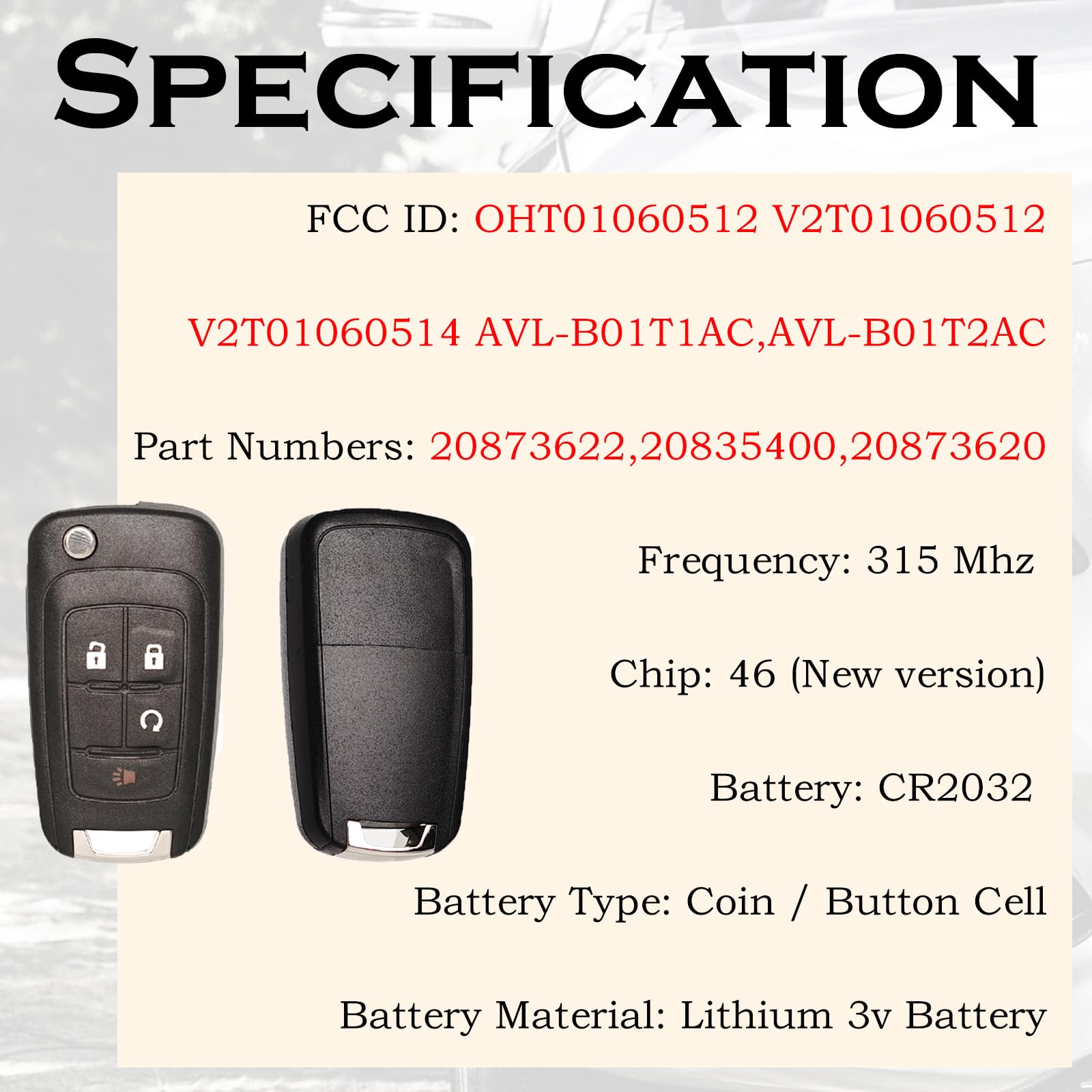 SUPALAND Keyless Entry Remote Control Key Fob Replacement Fits for GMC Terrain 2010-2021 Buick Encore 2014 2015 2016 2017 2018 C