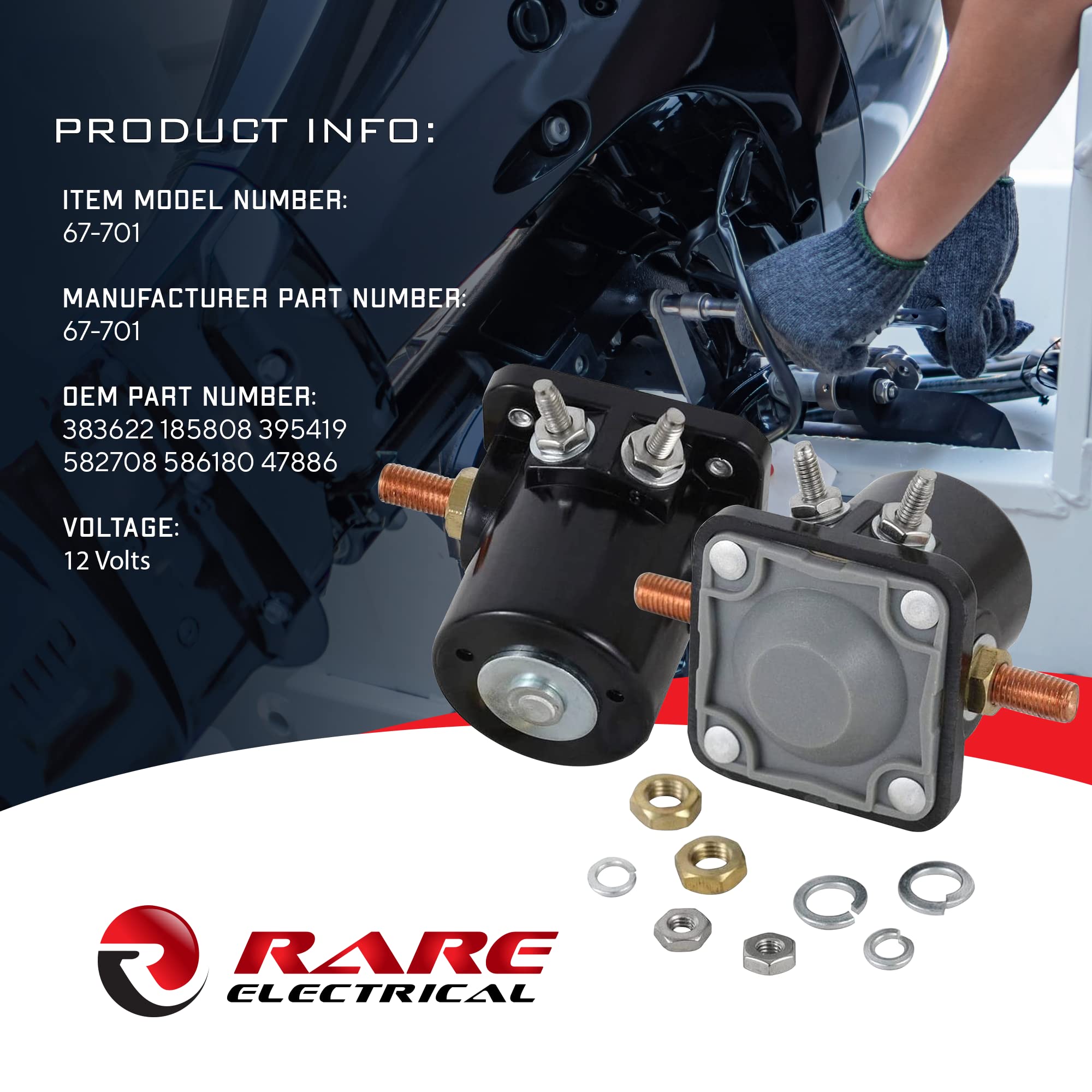 RAREELECTRICAL New Starter Compatible With Solenoid Switch Johnson OMC Evinrude Outboard By Part Numbers 383622 185808 395419 582708 586180 47886 47886T 18-5808