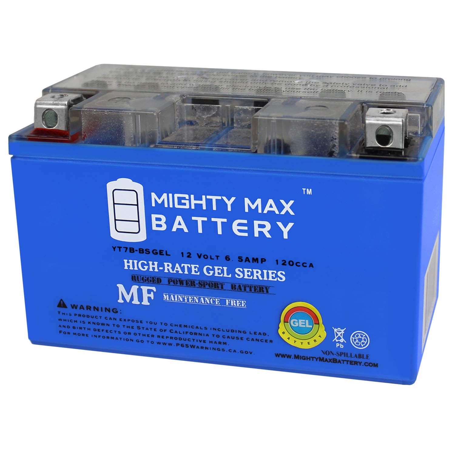 Mighty Max Battery Yt7B-Bs Gel -12 Volt 6.5 Ah, Gel Type, 110 Cca, Rechargeable Maintenance Free Sla Agm Motorcycle Battery