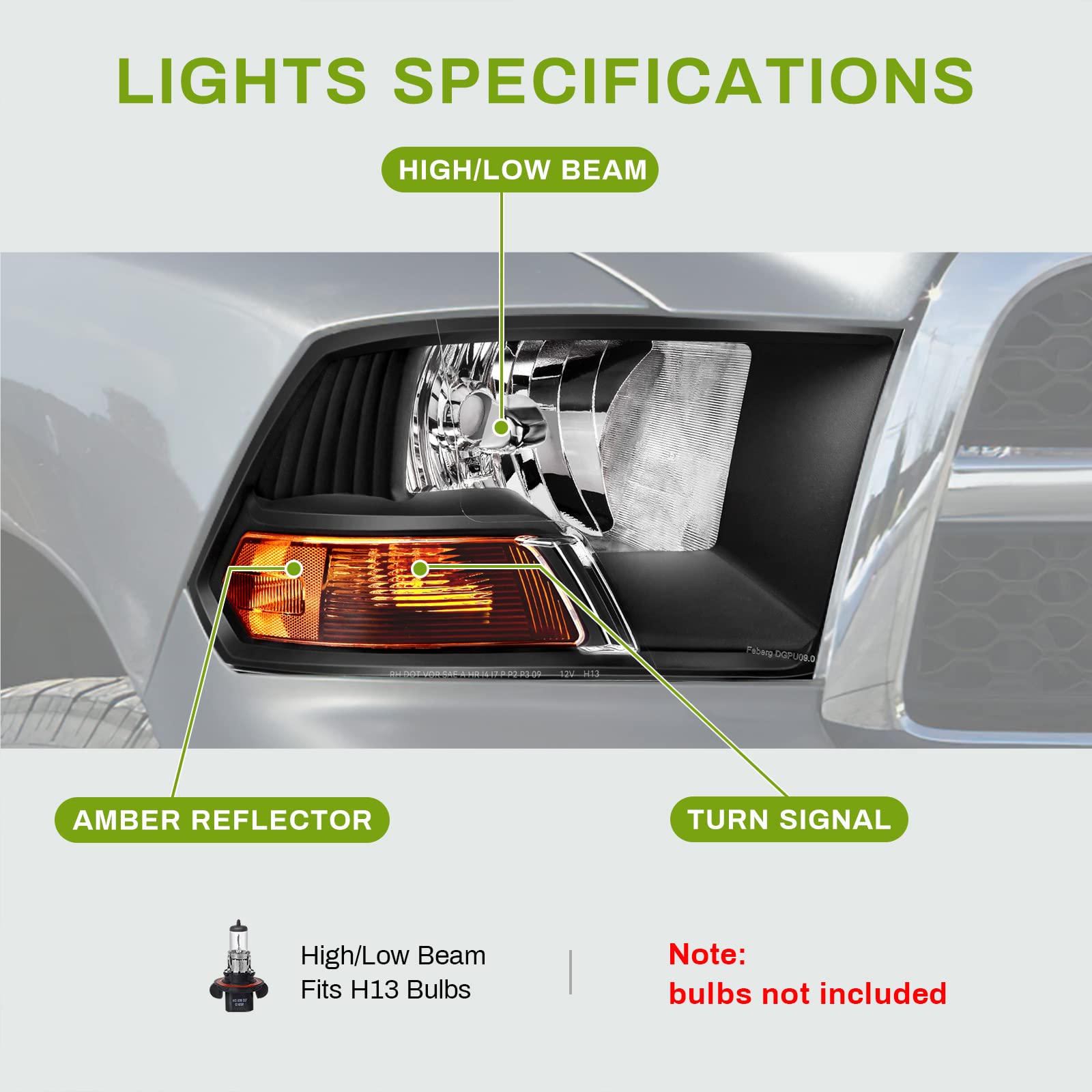 Autosaver88 Compatible With 09 10 11 12 Dodge Ram 1500 2500 3500 Pickup Dual Beam Model Headlight Assembly Replacement Black Hou